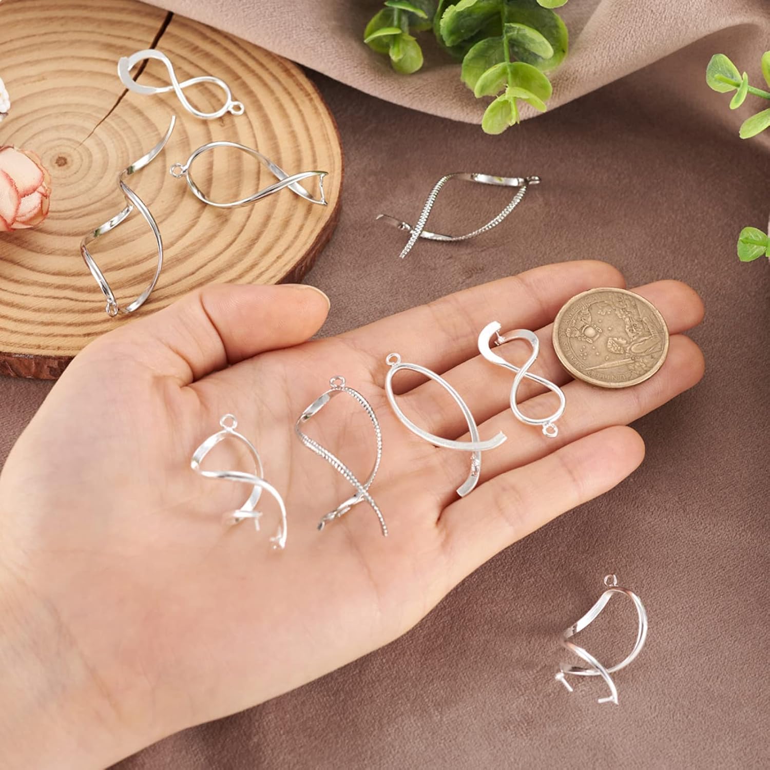 24 fieles de latón para palillos de hielo, 6 estilos chapados en platino, cierres de clip en espiral para hacer collares, pulseras, aretes, joyería
