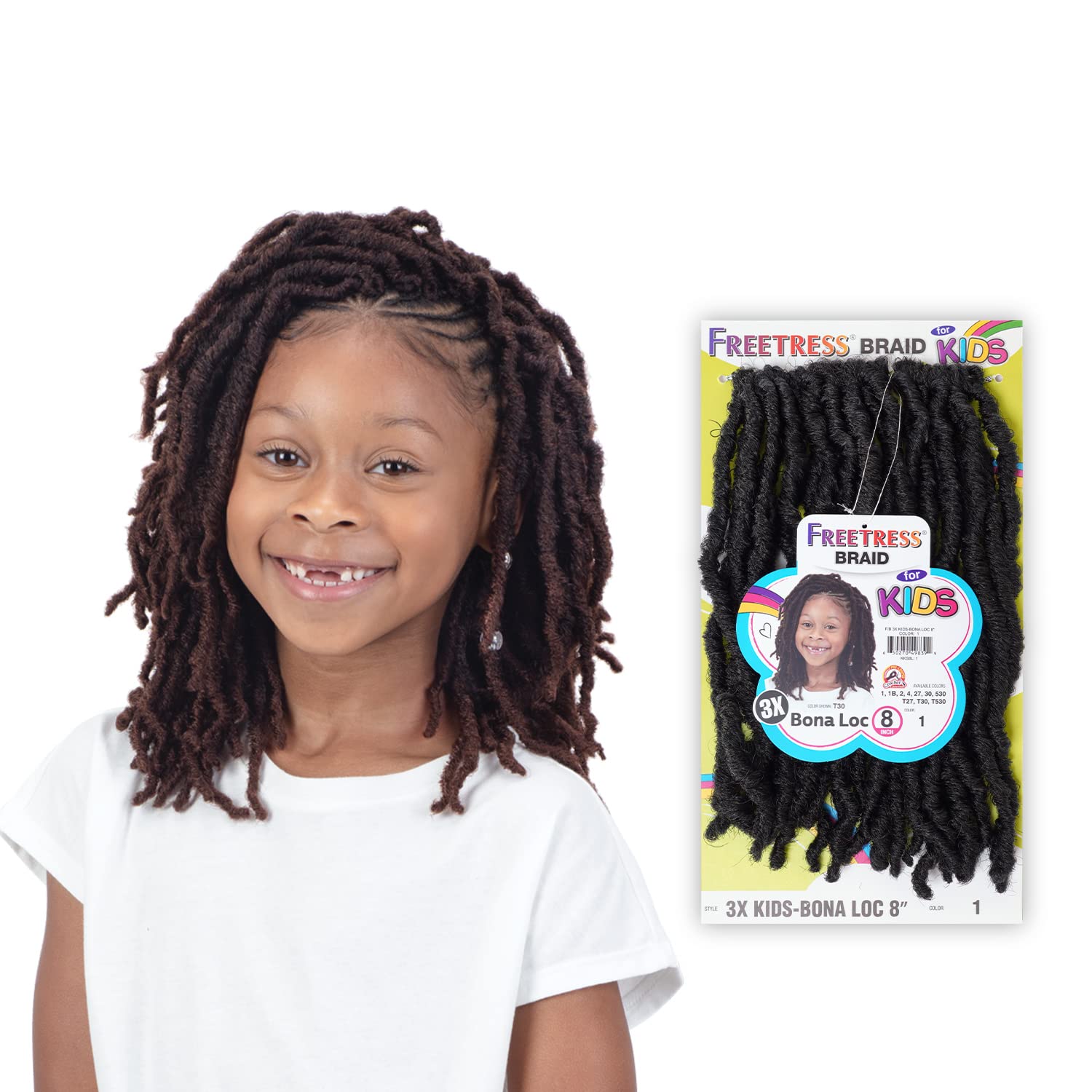 FreeTress – Trenzas de ganchillo 3X Kids Bona Loc de 8 pulgadas (paquete de 3, 1)