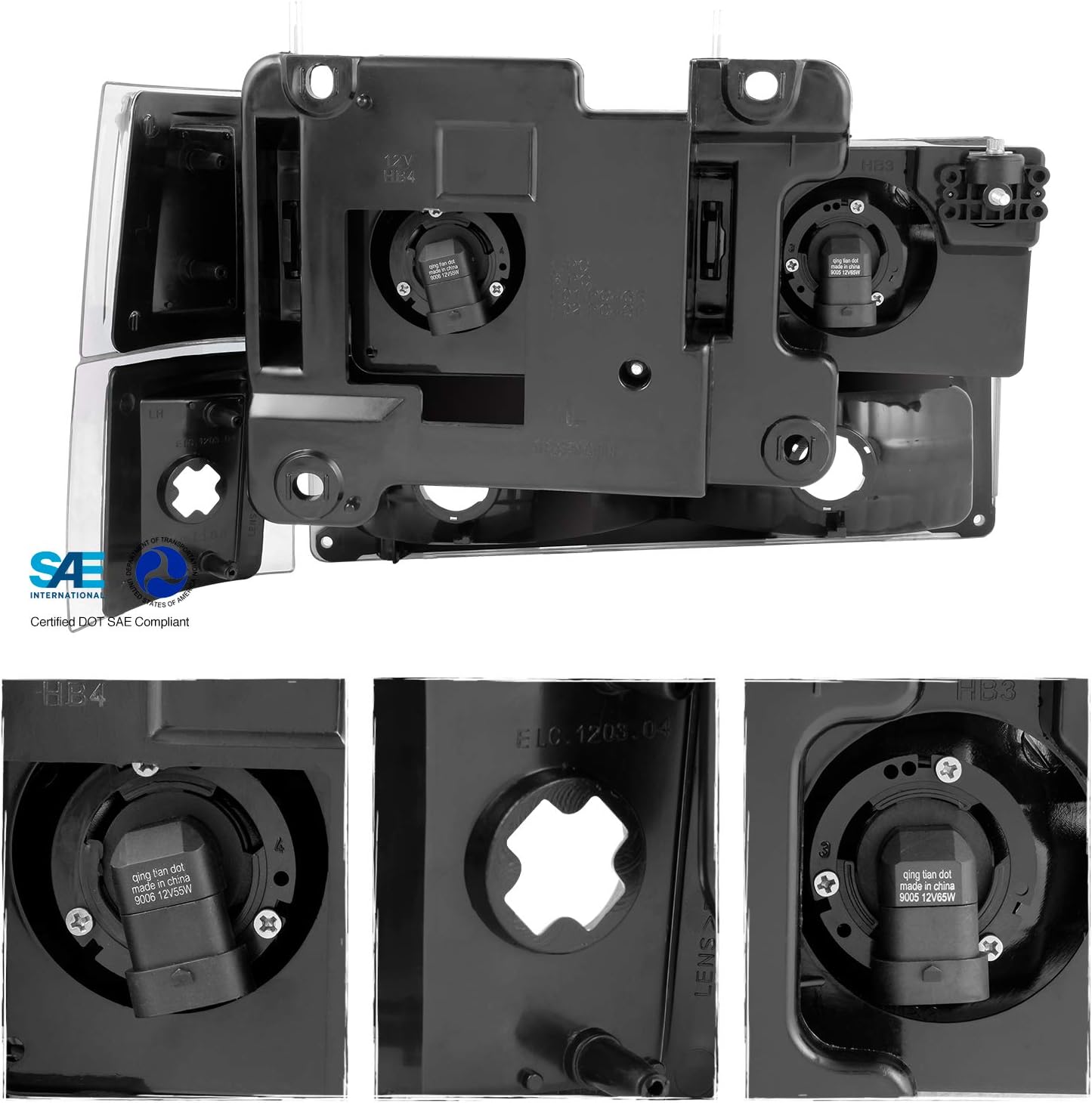 AKKON – Para Chevy CK 1994-1998 150025003500 Tahoe Suburban Tamaño completo C10 Faros negros izquierdo+faro derecho