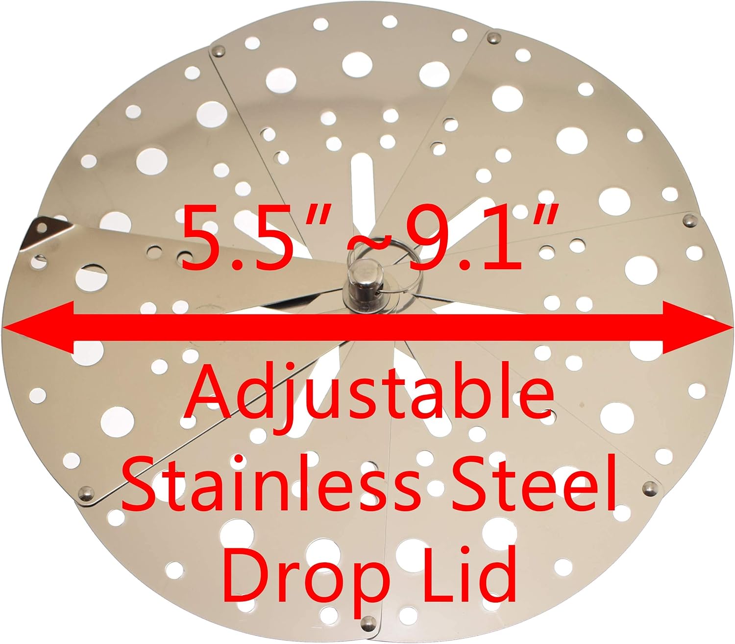 Otoshibuta – Tapa abatible de acero inoxidable ajustable de 5.5 a 9.1 pulgadas de tamaño flexible