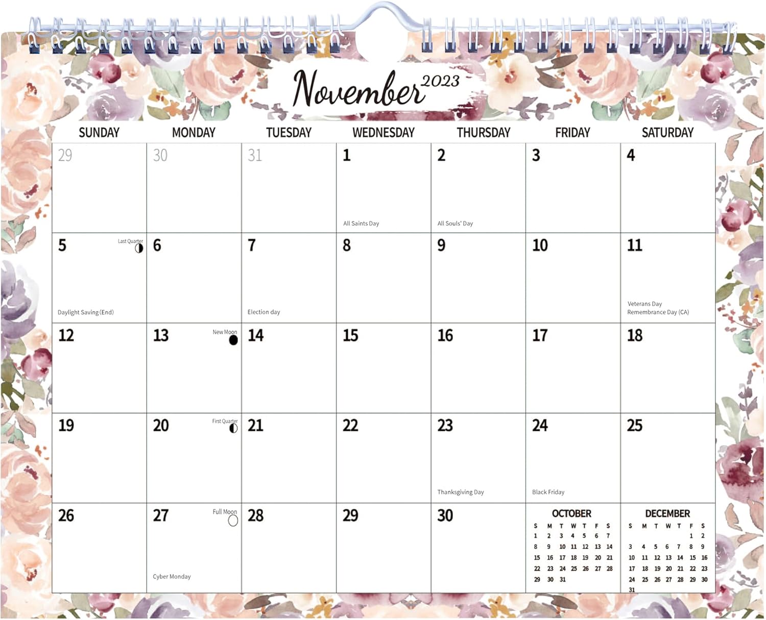 Calendario de pared 2024, calendario 2024, calendario colgante de papel de pared de noviembre de 2023 a diciembre de 2024, 14 meses de grosor, 11 x