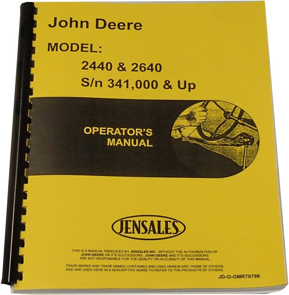 Compatible con JD-O-OMR70798 se adapta a John Deere 2440 2460 manual de operadores de tractor 341000