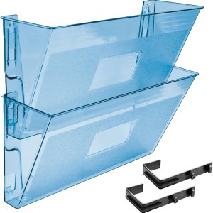 Acrimet Soporte organizador de archivos de bolsillo para montaje en pared (ganchos incluidos) (color azul transparente) (paquete de 2) Acrimet Soporte organizador de archivos de bolsillo para montaje en pared (ganchos incluidos) (color azul transparente) (paquete de 2)