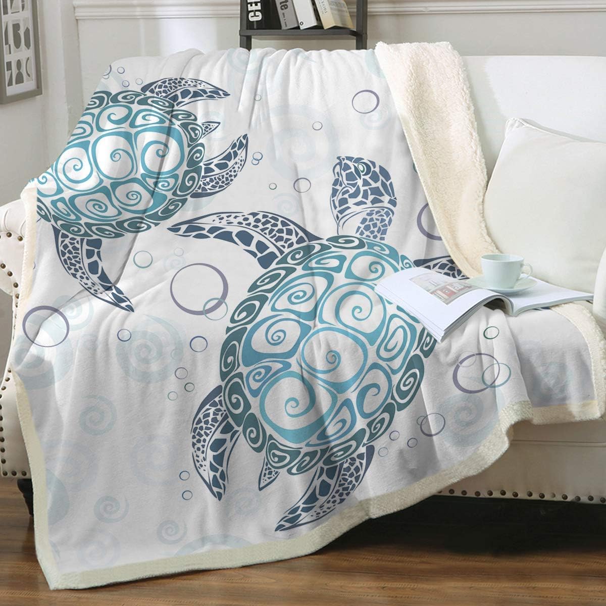 Sleepwish Mantas y mantas de tortuga para adultos, manta Sherpa de vellón súper suave, manta mullida de tortuga marina, regalos para adolescentes,