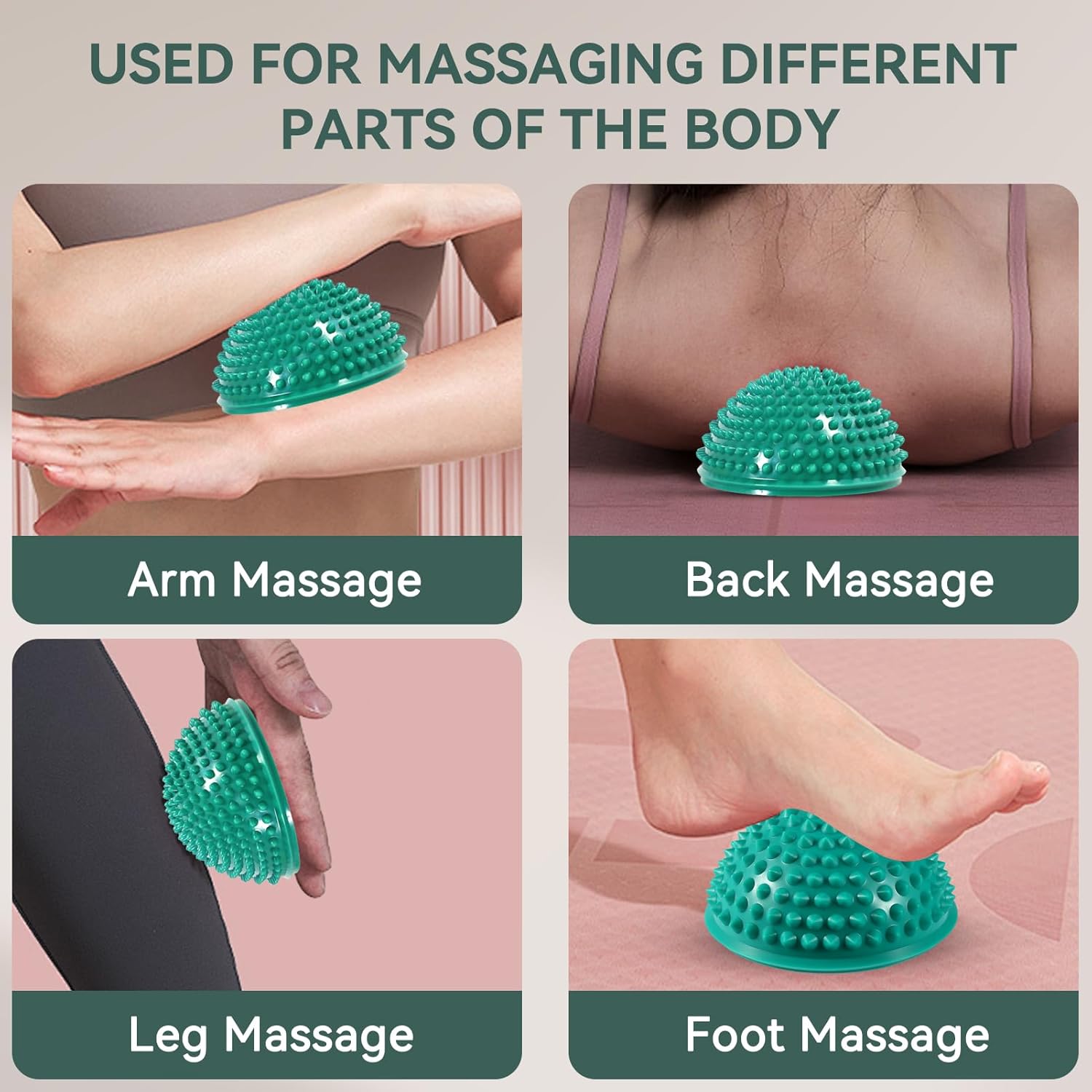 Bola de masaje de pies, semiredonda de PVC con pinchos para pies, terapia de equilibrio, cúpula de punto de activación, rodillo de masaje de pies