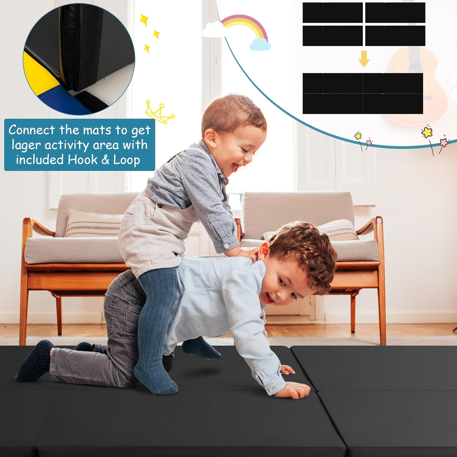 Giantex Colchoneta de gimnasia de 6 x 2 pies, tapete plegable de 2 pulgadas de grosor con cierre de gancho y bucle, tapete de gimnasio plegable con