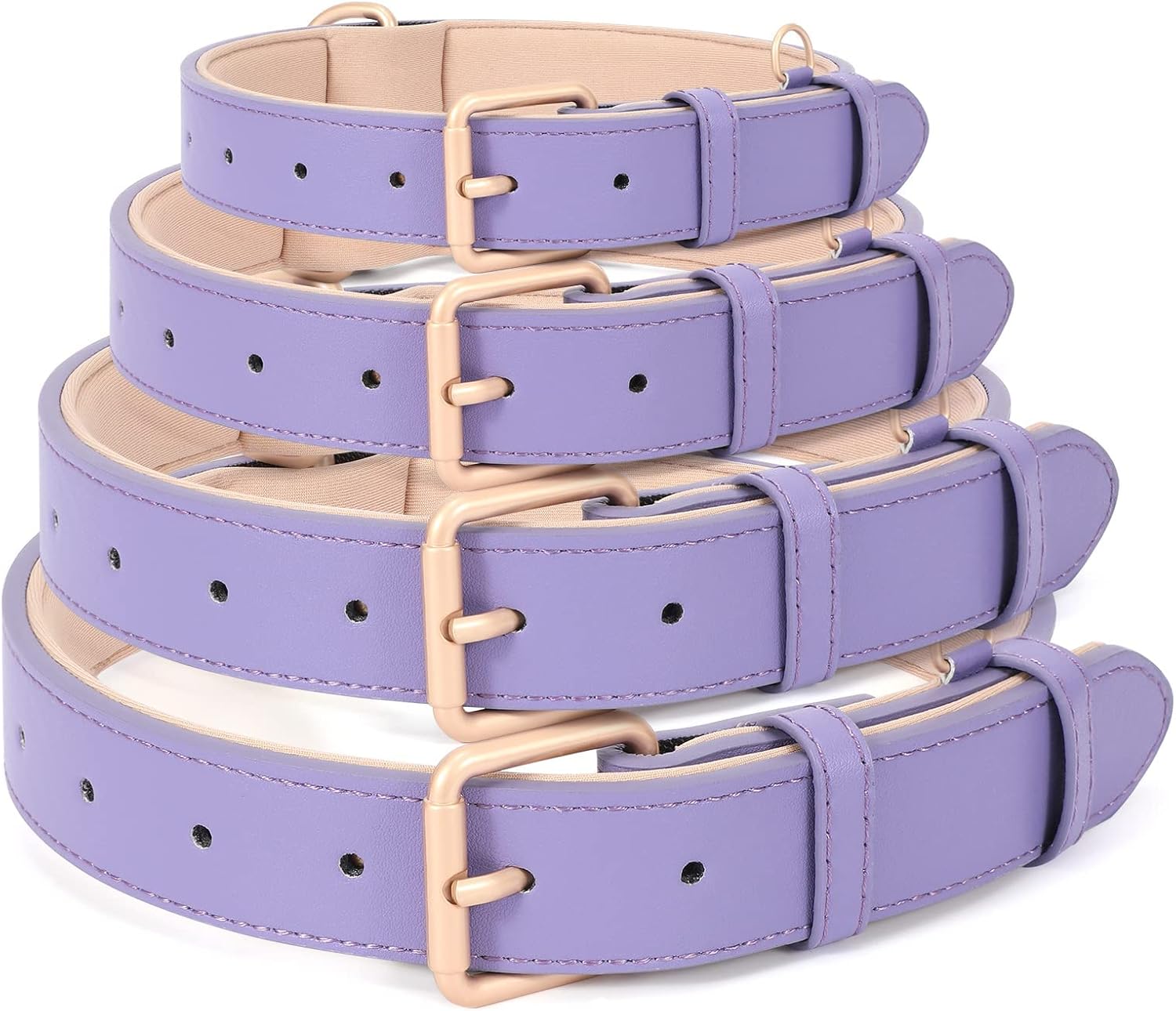 WHIPPY Collar de cuero para perro pequeño, mediano y grande, ajustable, suave, transpirable, acolchado, de cuero con hebilla de aleación, resistente