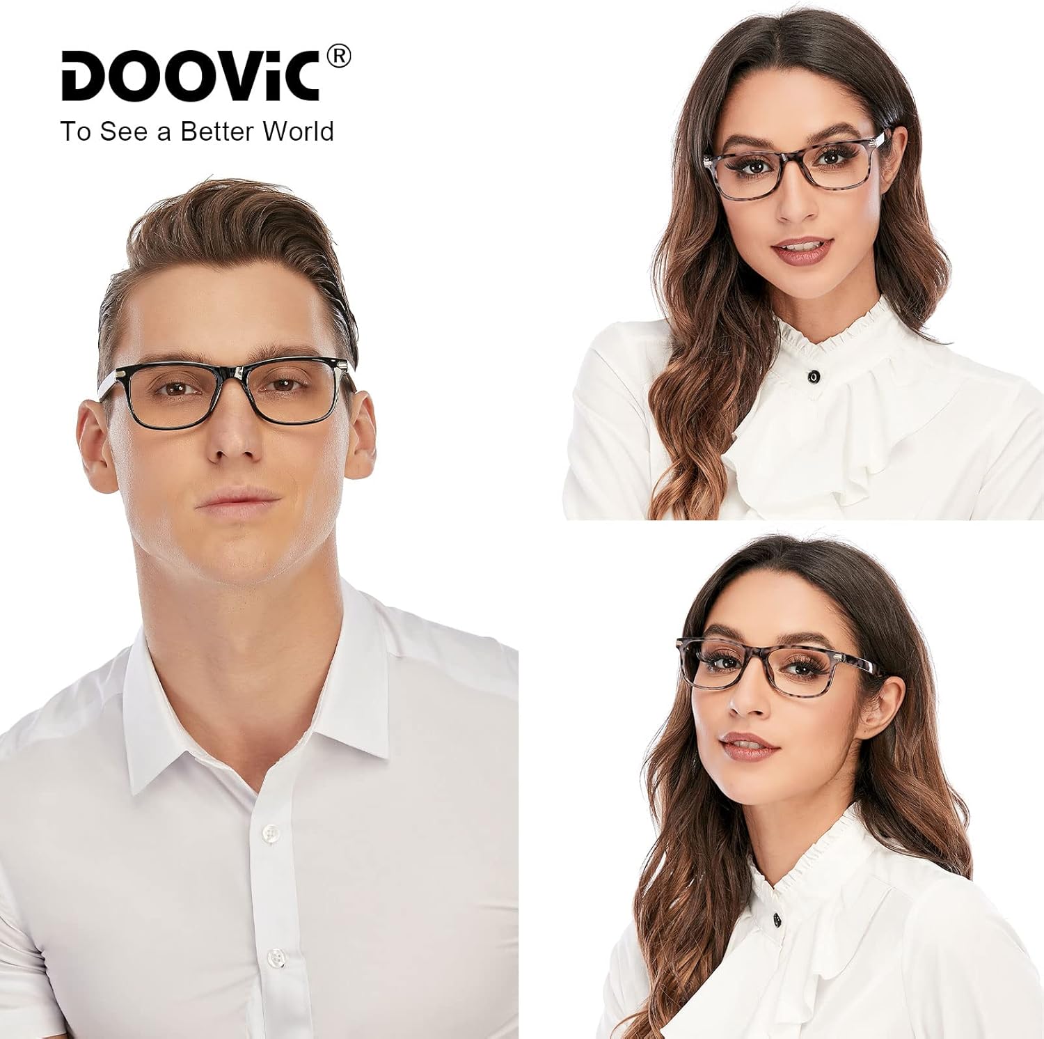 DOOViC Gafas de lectura, paquete de 4 unidades, bloqueo de luz azul, bisagra de resorte, a la moda, clásicos, lectores de computadora para mujeres y