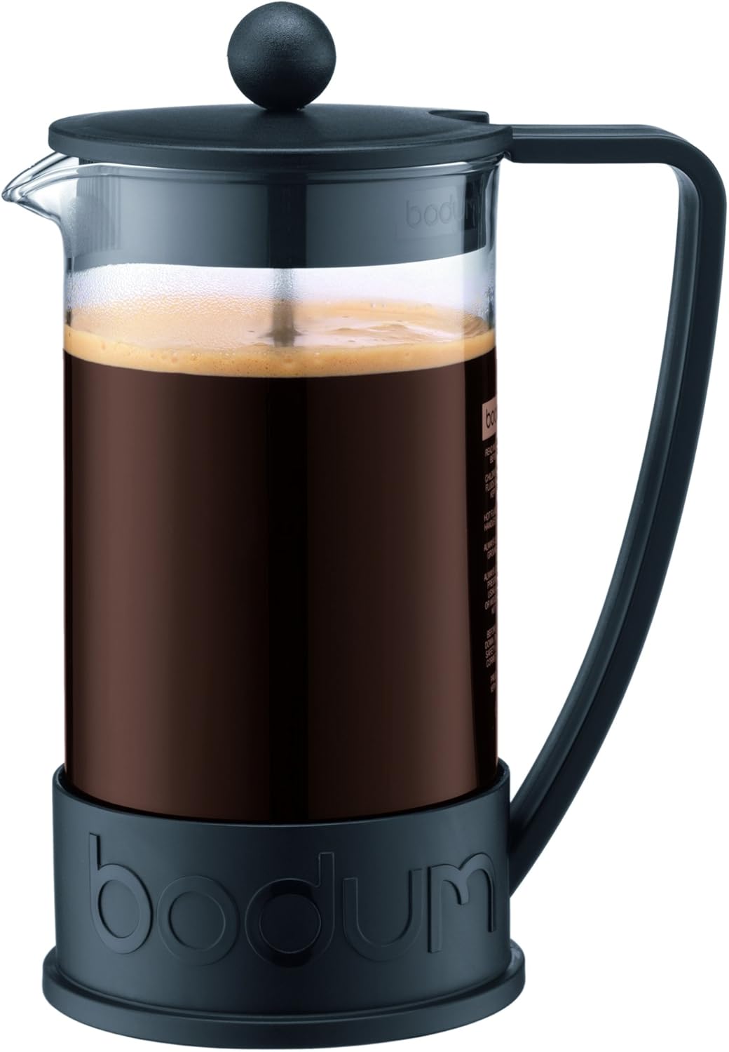 Bodum Bistro – Hervidor eléctrico de agua, 17 onzas, negro y cafetera de prensa francesa brasileña 10948-01BUS, 12 onzas, color negro
