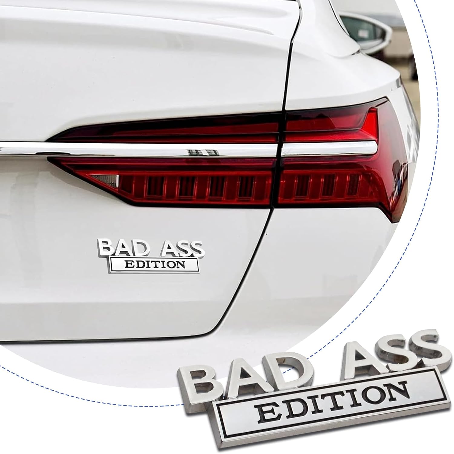 ZBGUN Pack-1 Car Trunk Decal, 3.93″ x 1.33″ Bad Ass Edition Metal Anti-Scratch Anti-Rust Personalized Badge Decoration, Car Body Front Grille