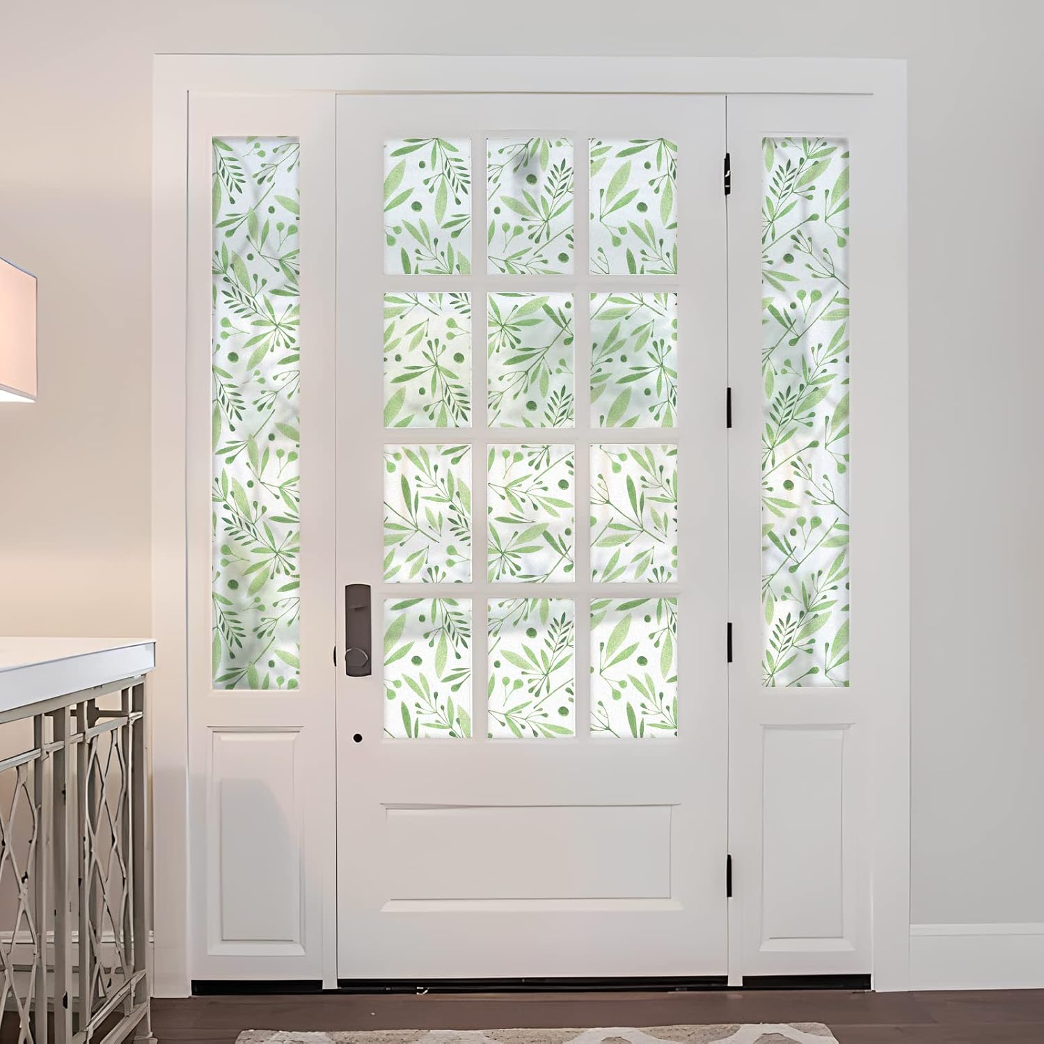 DKTIE Leaves Series – Película de privacidad para ventana de baño con kit de instalación, película de vidrieras de estilo nórdico a la moda,