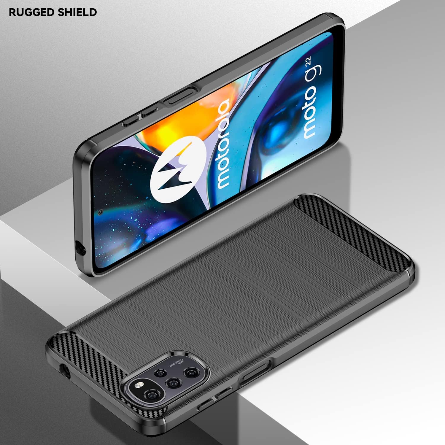 Asuwish Funda para Motorola Moto G22 con protector de pantalla de vidrio templado y accesorios para celda, funda delgada y suave de goma de silicona