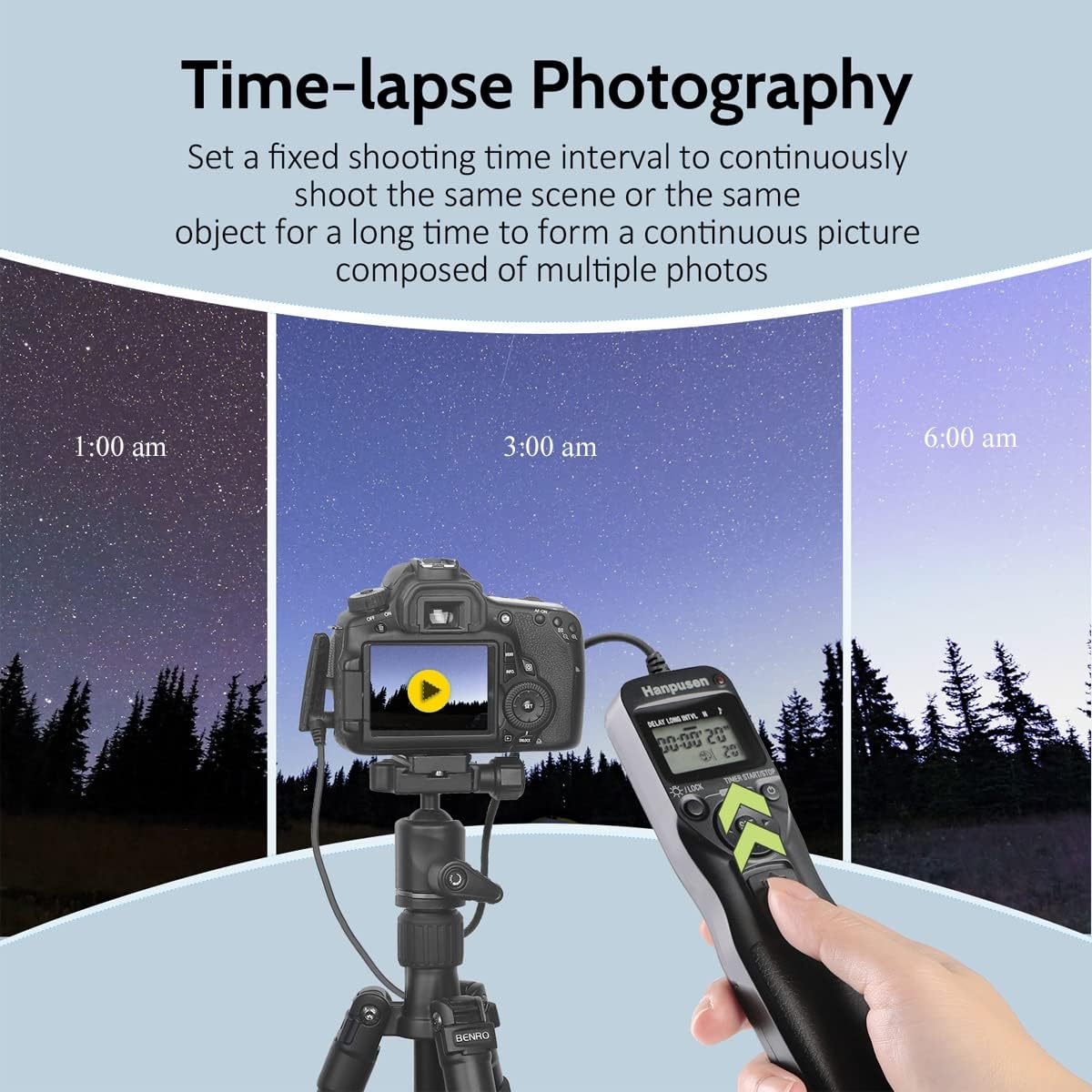 Temporizador remoto para cámara, intervalómetro, disparador compatible con Nikon D3, D4, D4s, D5, D6, D850, D810, D800, D700, D500, D300, D200, F6,