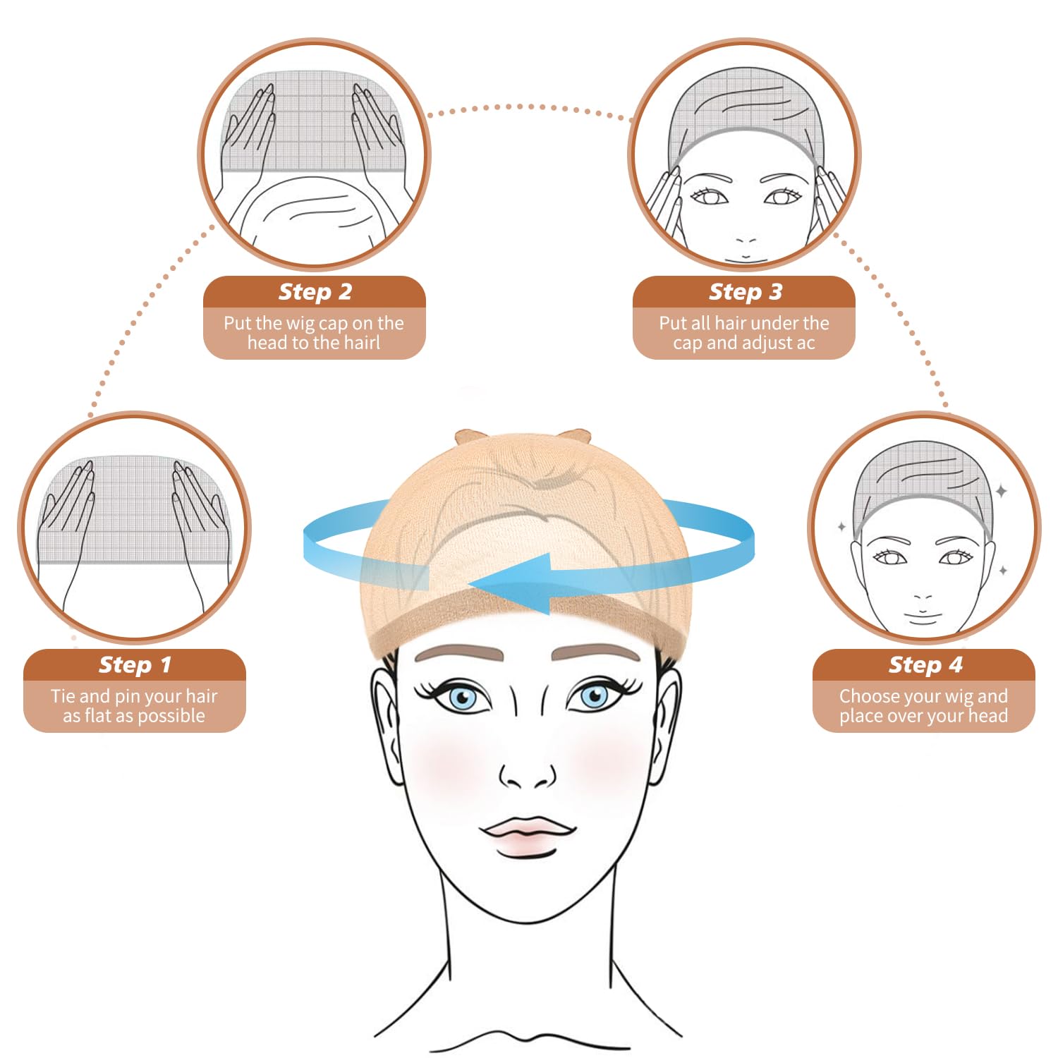 IKOCO – Gorra de peluca HD, 8 piezas de gorra de peluca color nude, gorra de peluca ultra fina para peluca de encaje frontal, gorras de nailon para
