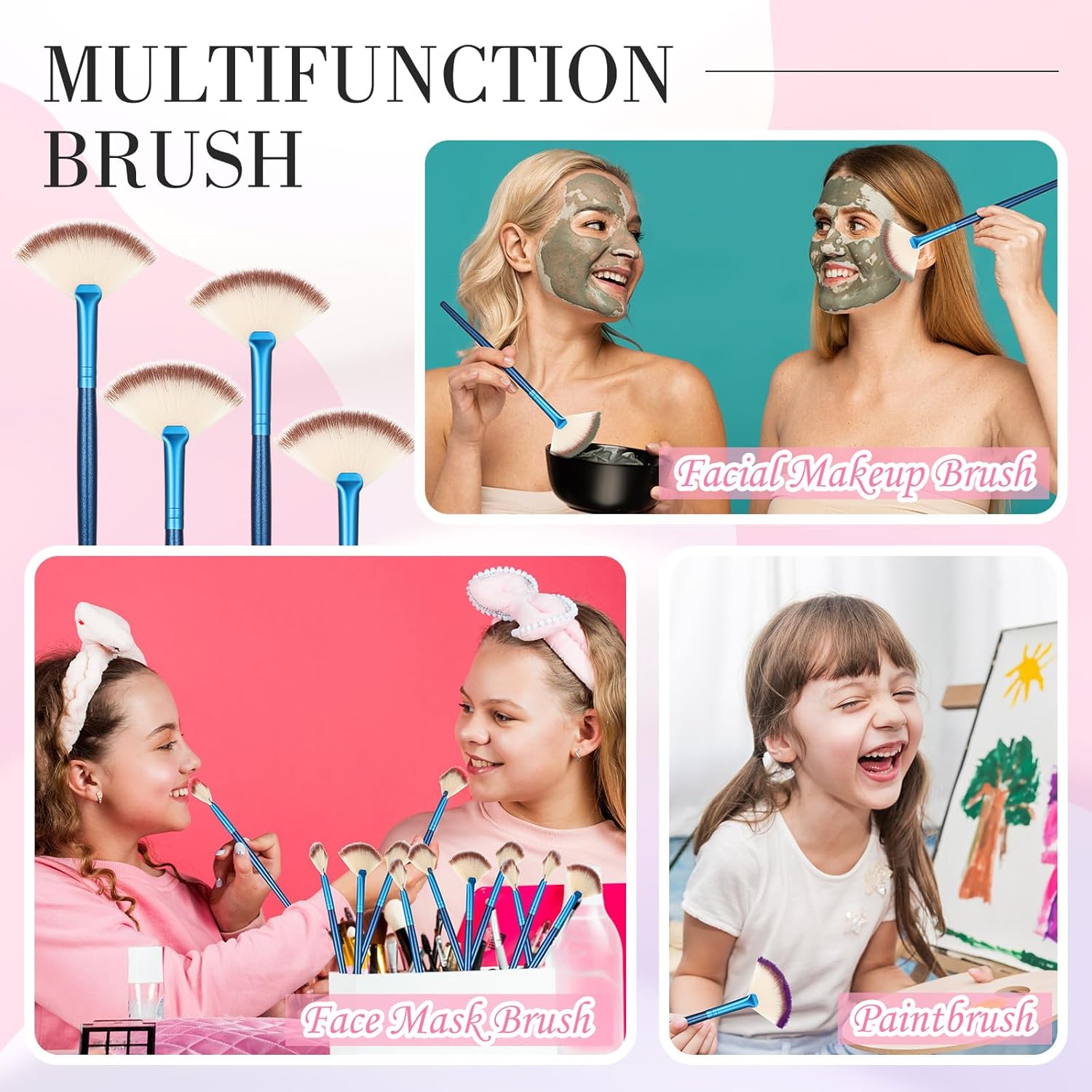 Ziliny 12 piezas de cepillo facial suave para colorete, cepillo de maquillaje, aplicador de ácido, herramientas cosméticas multiuso para máscara de