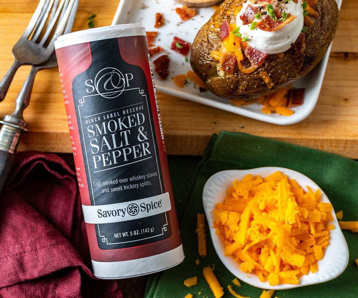 Savory Spice Black Label Reserve – Sal ahumada y pimienta  Condimento ahumado, añade sabor a parrilla real  Mezcla de sal ahumada de nogal y