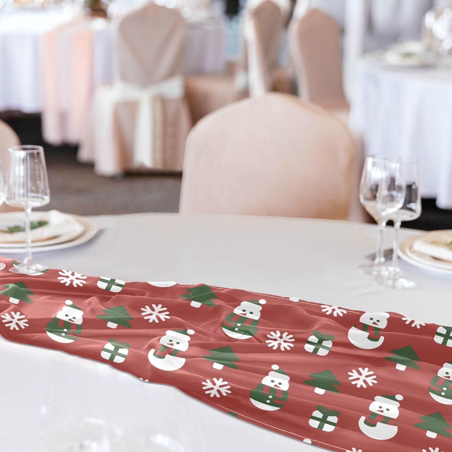 Christmas Snowman Red Table Runner Fall Table Runners for Desk Decor Christmas Table Runner 120 Inches Long