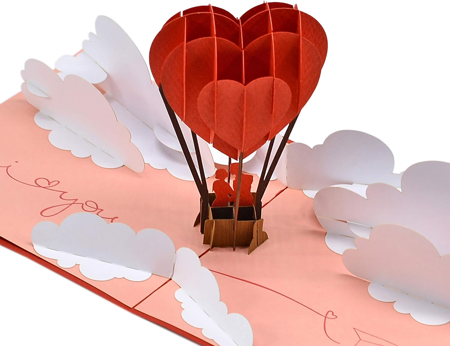 CUTPOPUP – Tarjetas troqueladas en 3D para el Día de San Valentín, pareja besándose en un globo aerostático, tarjeta romántica de aniversario de