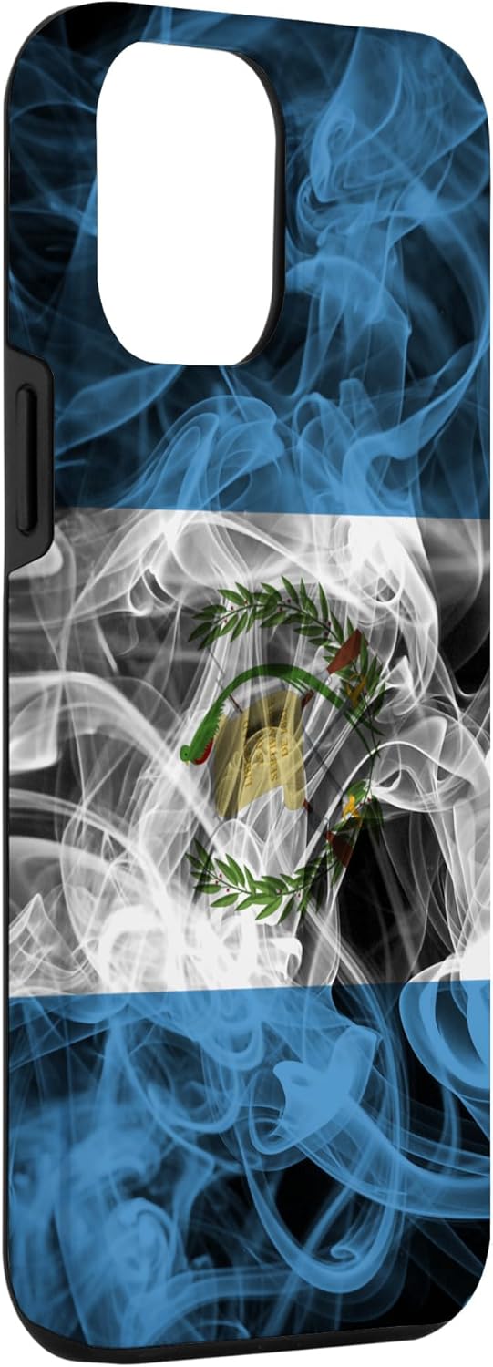 Funda para iPhone 14 Pro Max con diseño de bandera de Guatemala con estética ahumada