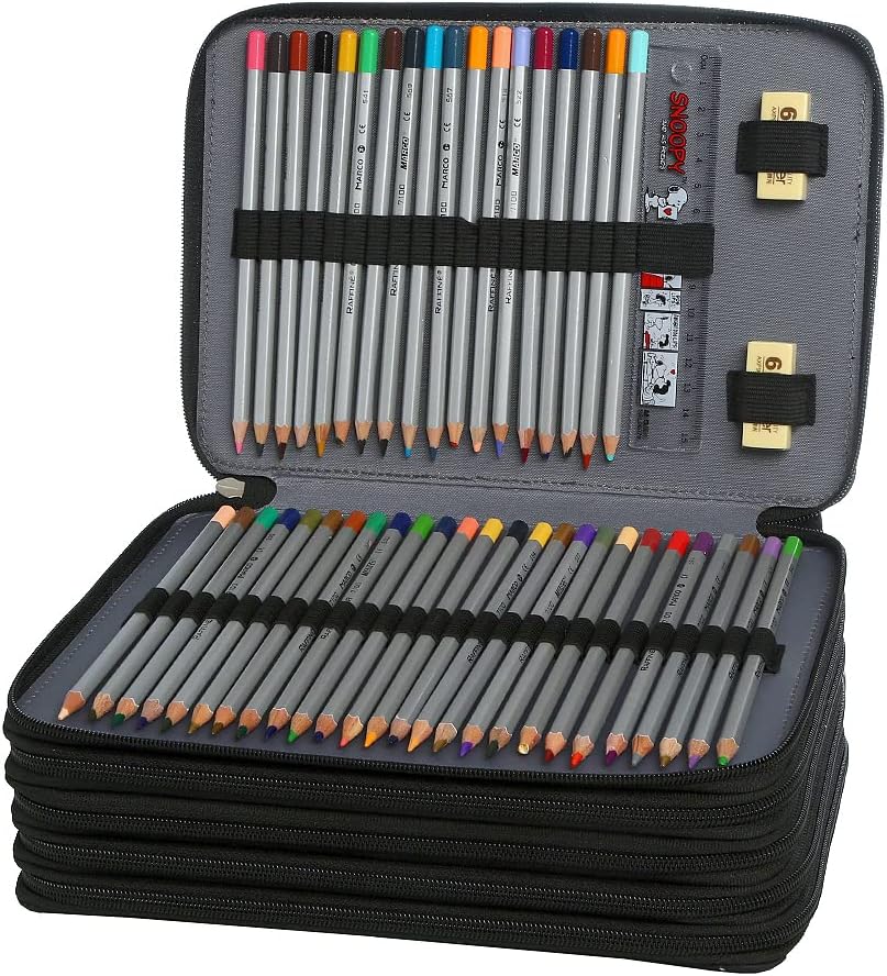 Lbxgap Estuche organizador portátil de 250 ranuras con patrón de impresión para bolígrafos o marcadores de acuarela, estuche organizador para