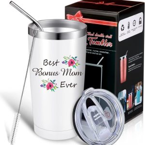Best Ever Mom – Vaso de 20 onzas con tapa, cepillo para popote y caja de regalo (color blanco) Best Ever Mom – Vaso de 20 onzas con tapa, cepillo para popote y caja de regalo (color blanco)