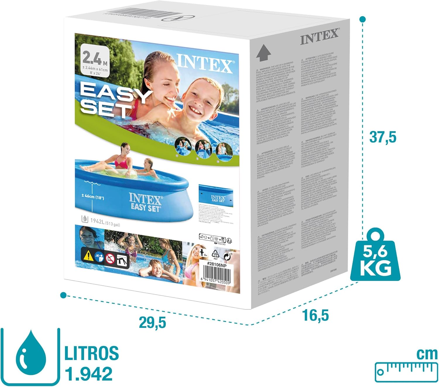 Intex 1942 L Piscinas Gonflables (96.1 x 24.0 in)