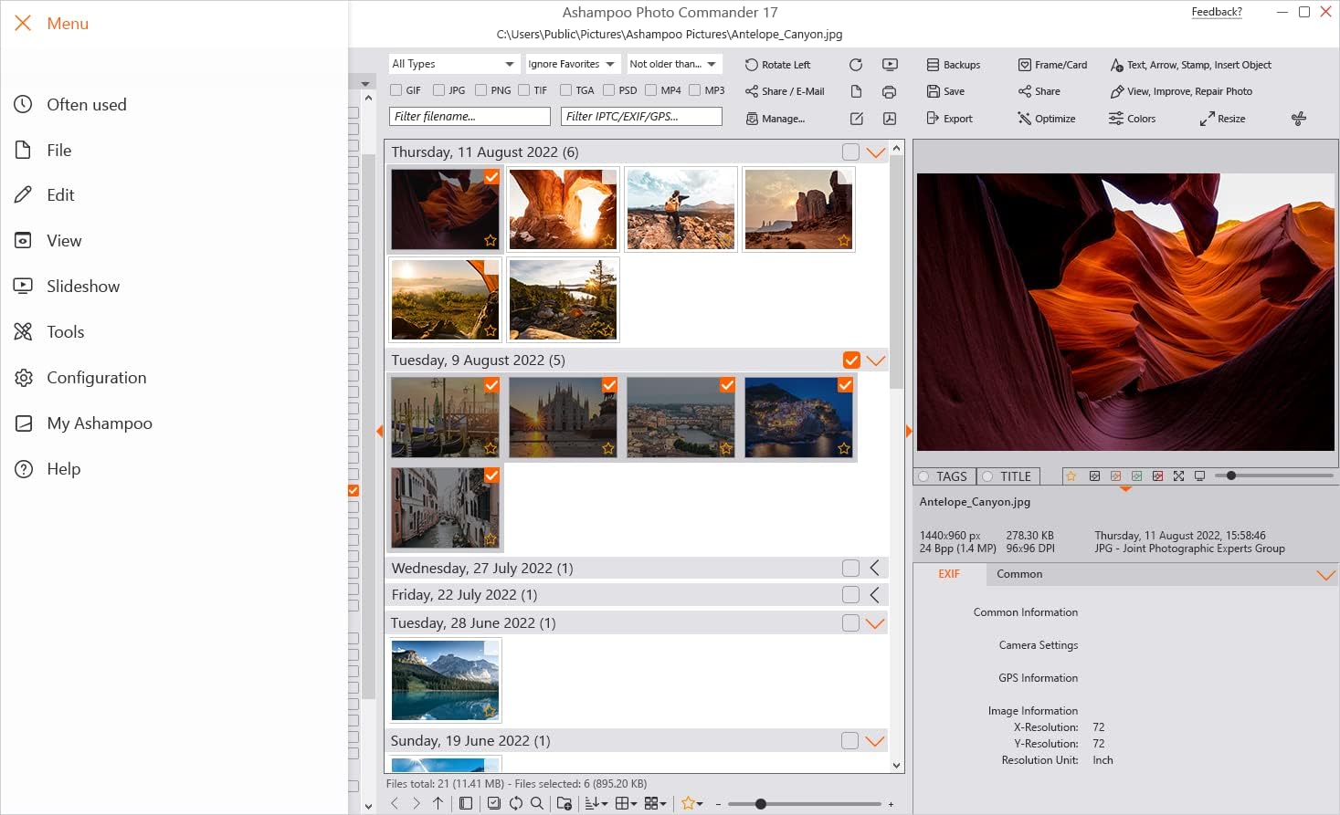 Photo editing software compatible with Windows 11, 10  view, edit, enhance and organize your photos  more than 200 features (collages, slideshows