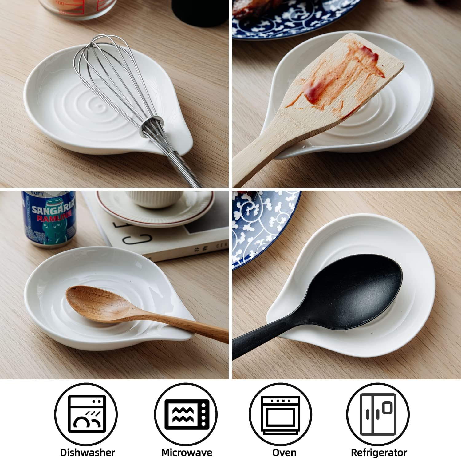 Soporte para cucharas para estufa, soporte para cuchara de cocina para encimera de cocina, soporte grande para espátula, cucharas o pinzas,