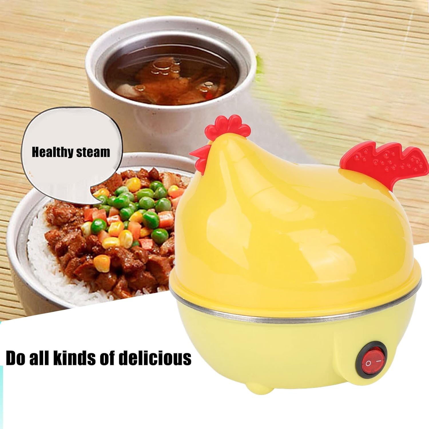 Cocina eléctrica de huevos, olla de huevos hervidos multifuncional, caldera rápida de huevos en forma de pollo, mini máquina de desayuno de apagado