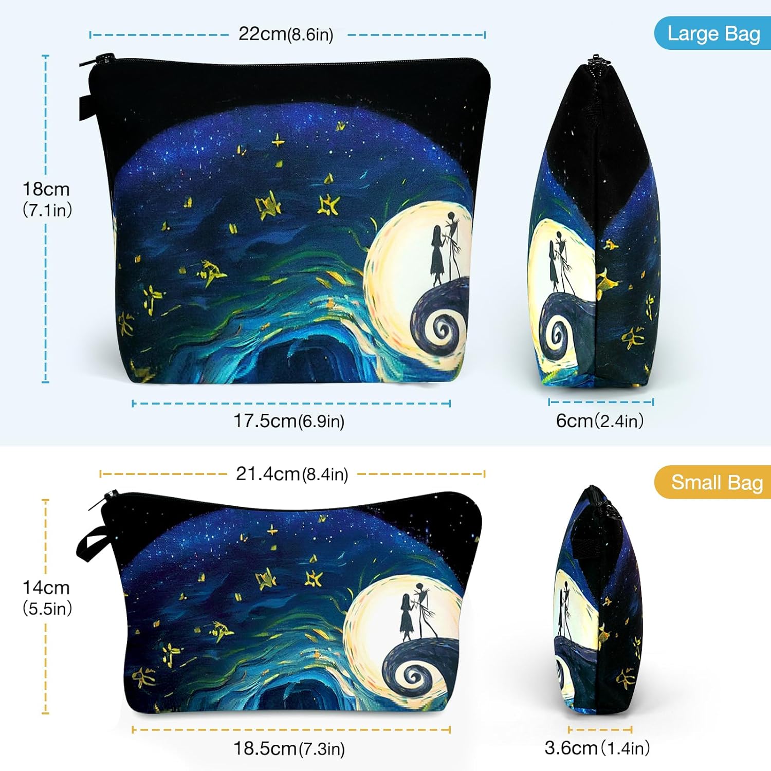 Noozion Juego de 2 bolsas de cosméticos resistentes al agua, bolsas de maquillaje espaciosas, bolsa de aseo de viaje, organizador de cosméticos,