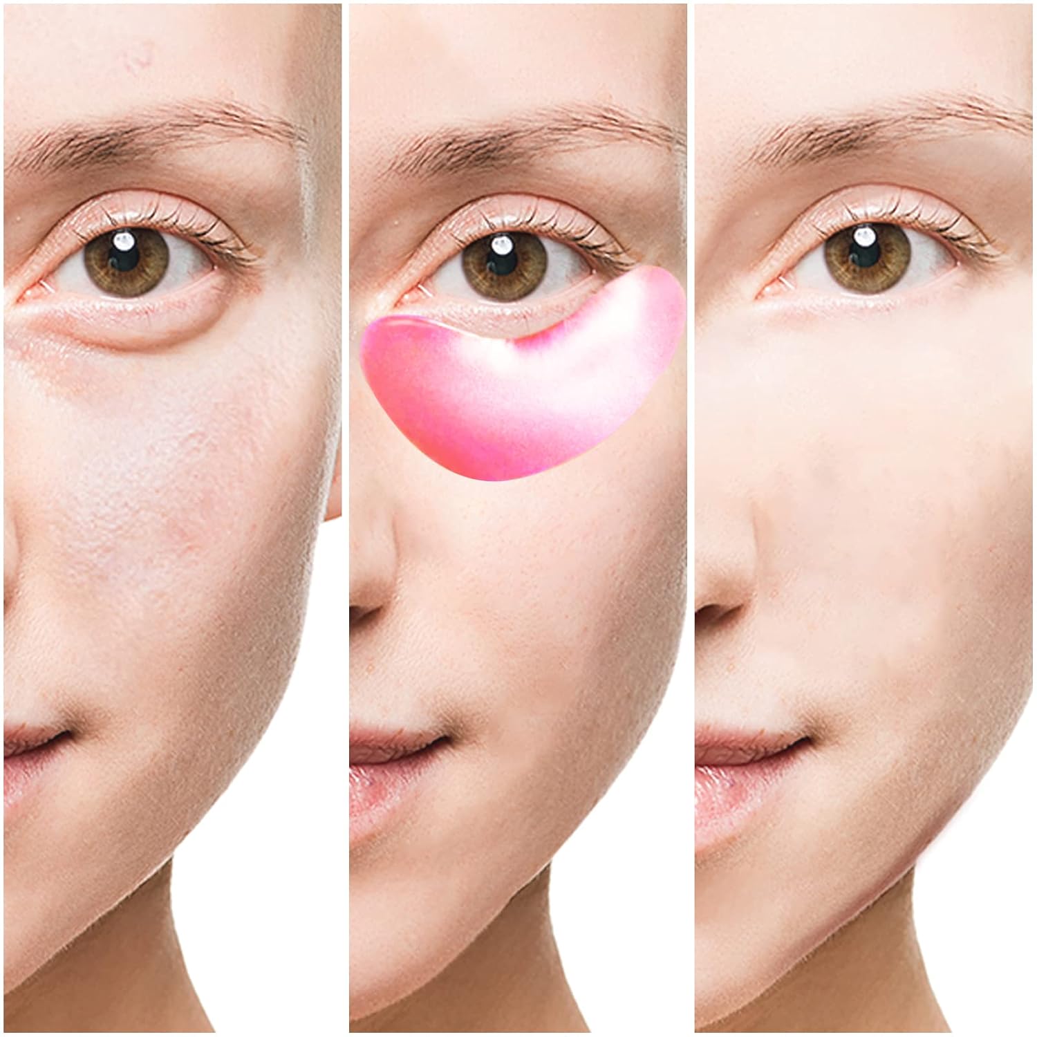 Máscara de ojos de colágeno rosa, 30 pares de parches dorados de cristal para ojos hinchados y ojeras  Parece menos cansado y reduce arrugas y