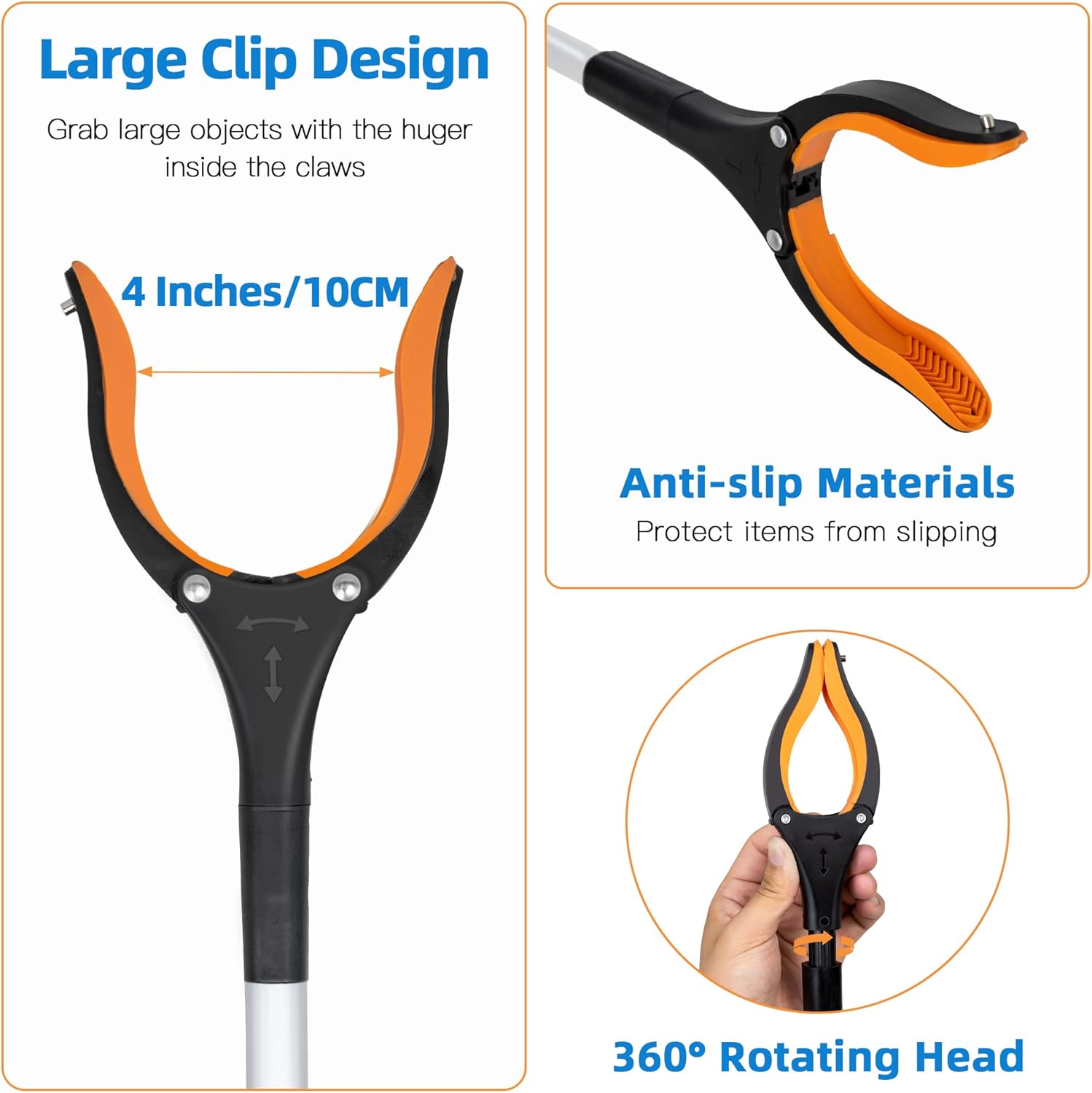 Grabber Reacher Tool 2024 mejorada herramienta de agarre plegable de 43 pulgadas para ancianos, palo de recogida plegable extra largo con fuerte