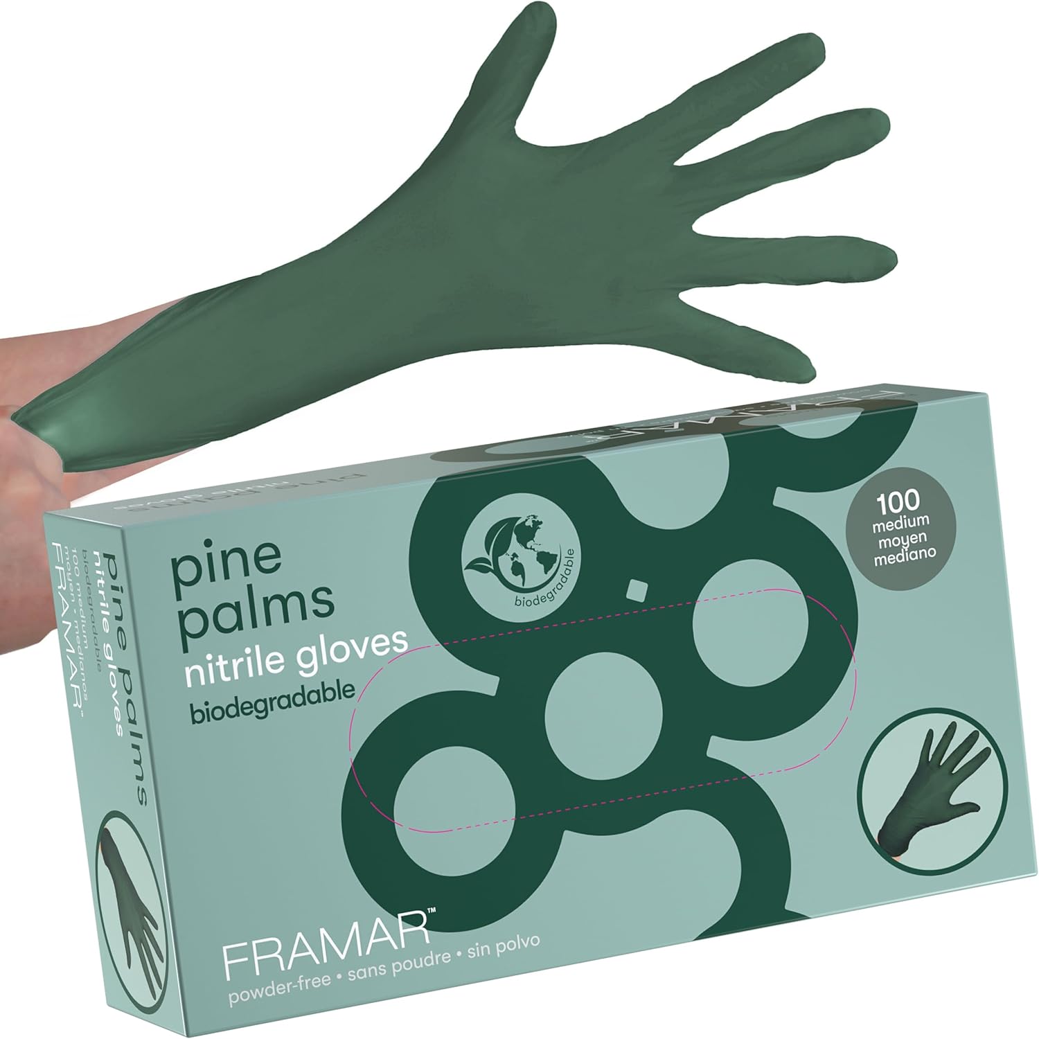 FRAMAR Guantes verdes desechables sin látex, guantes de nitrilo resistentes medianos, guantes desechables medianos, guantes de nitrilo medianos,
