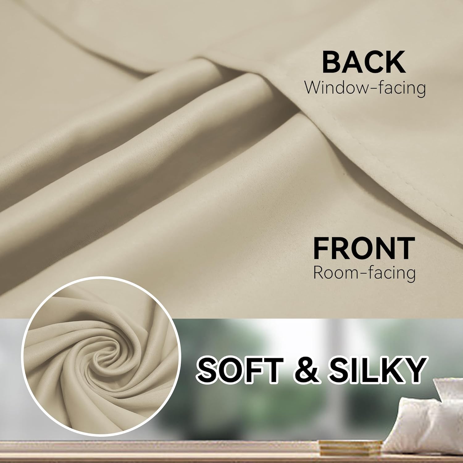 Hascemon Cortinas opacas extralargas, para oscurecer la habitación, con ojales, para techo alto, para sala de estar y loft (1 panel, beige, 52 x 156