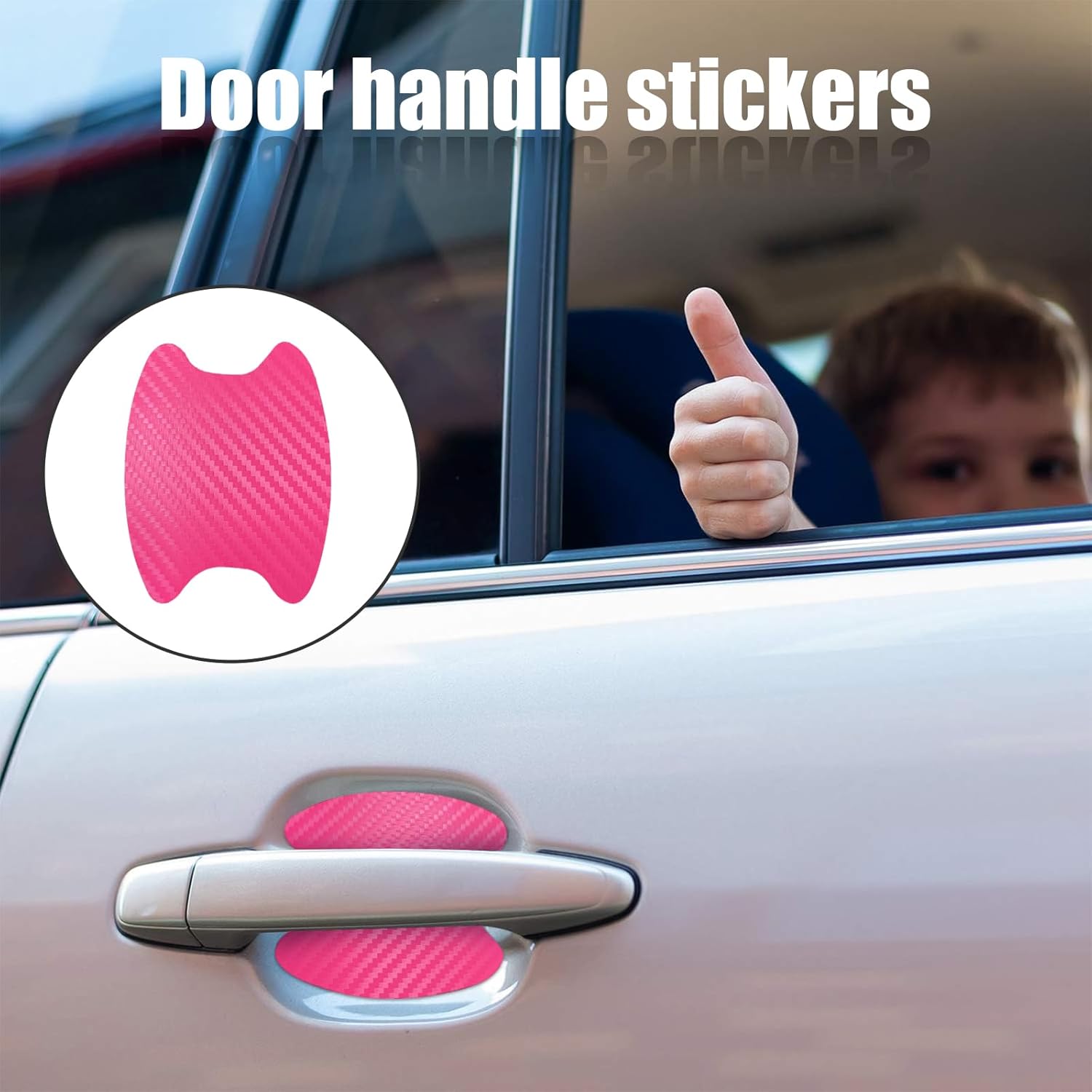 4 calcomanías para manija de puerta de automóvil, películas protectoras de fibra de carbono para manija lateral de puerta de automóvil, protector