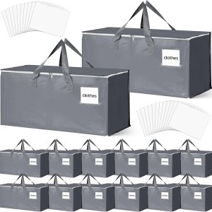 SilTriangle 12 cajas grandes para mudanza de 93 L, bolsas de almacenamiento resistentes con cremalleras, asas, bolsas de almacenamiento, suministros SilTriangle 12 cajas grandes para mudanza de 93 L, bolsas de almacenamiento resistentes con cremalleras, asas, bolsas de almacenamiento, suministros