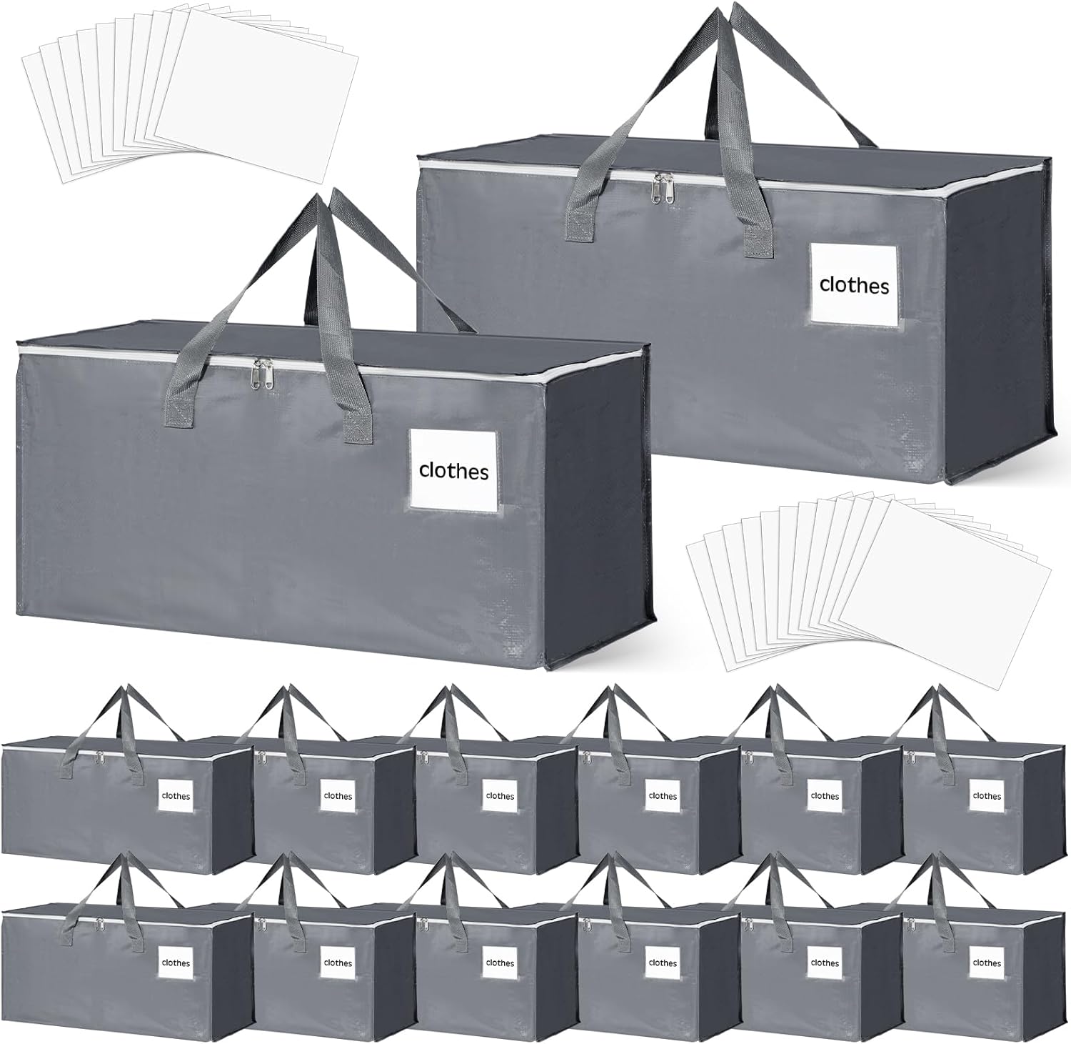 SilTriangle 12 cajas grandes para mudanza de 93 L, bolsas de almacenamiento resistentes con cremalleras, asas, bolsas de almacenamiento, suministros