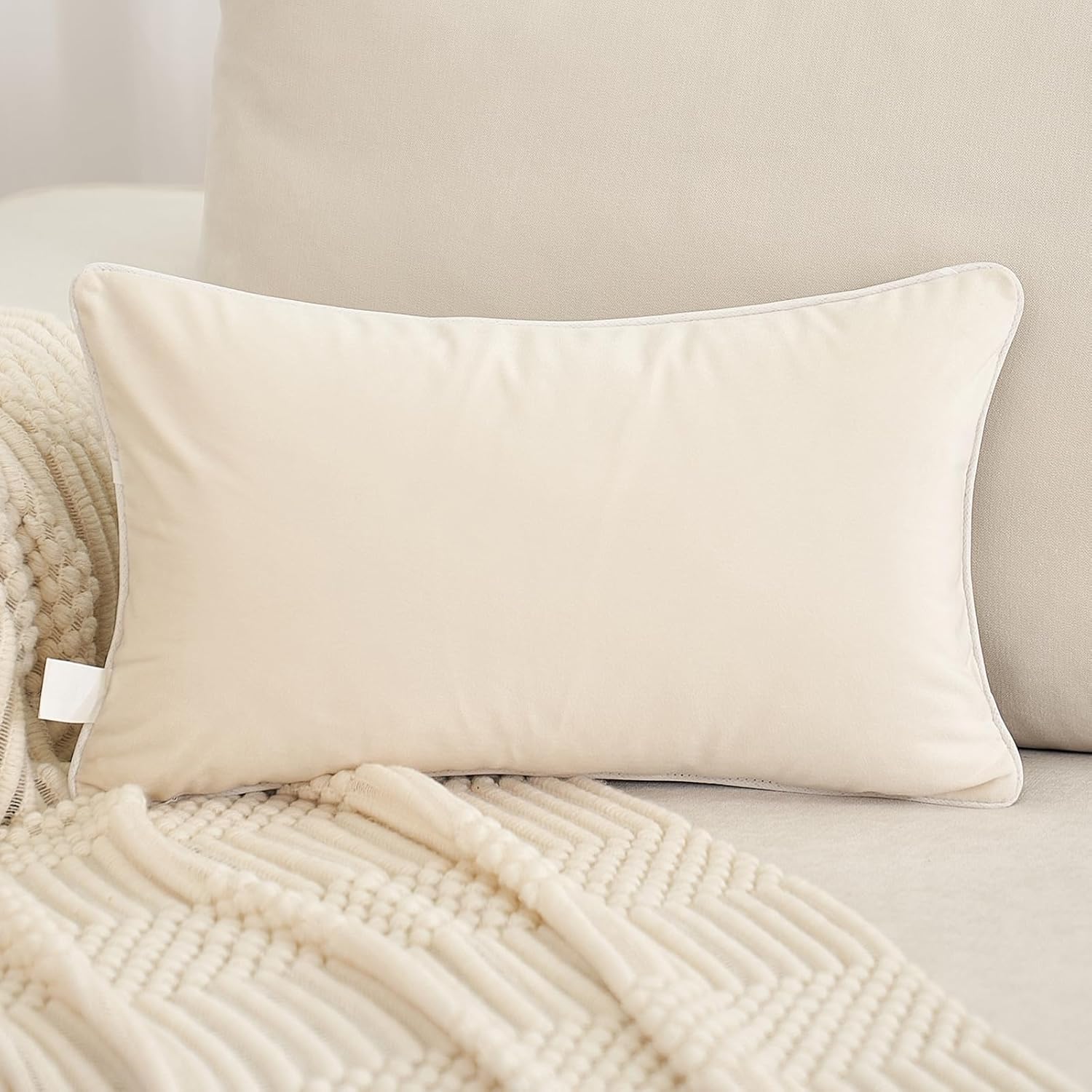 Aeckself Funda de almohada rectangular de 12 x 20 pulgadas, diseño de rayas onduladas, color blanco y negro, funda de almohada decorativa de