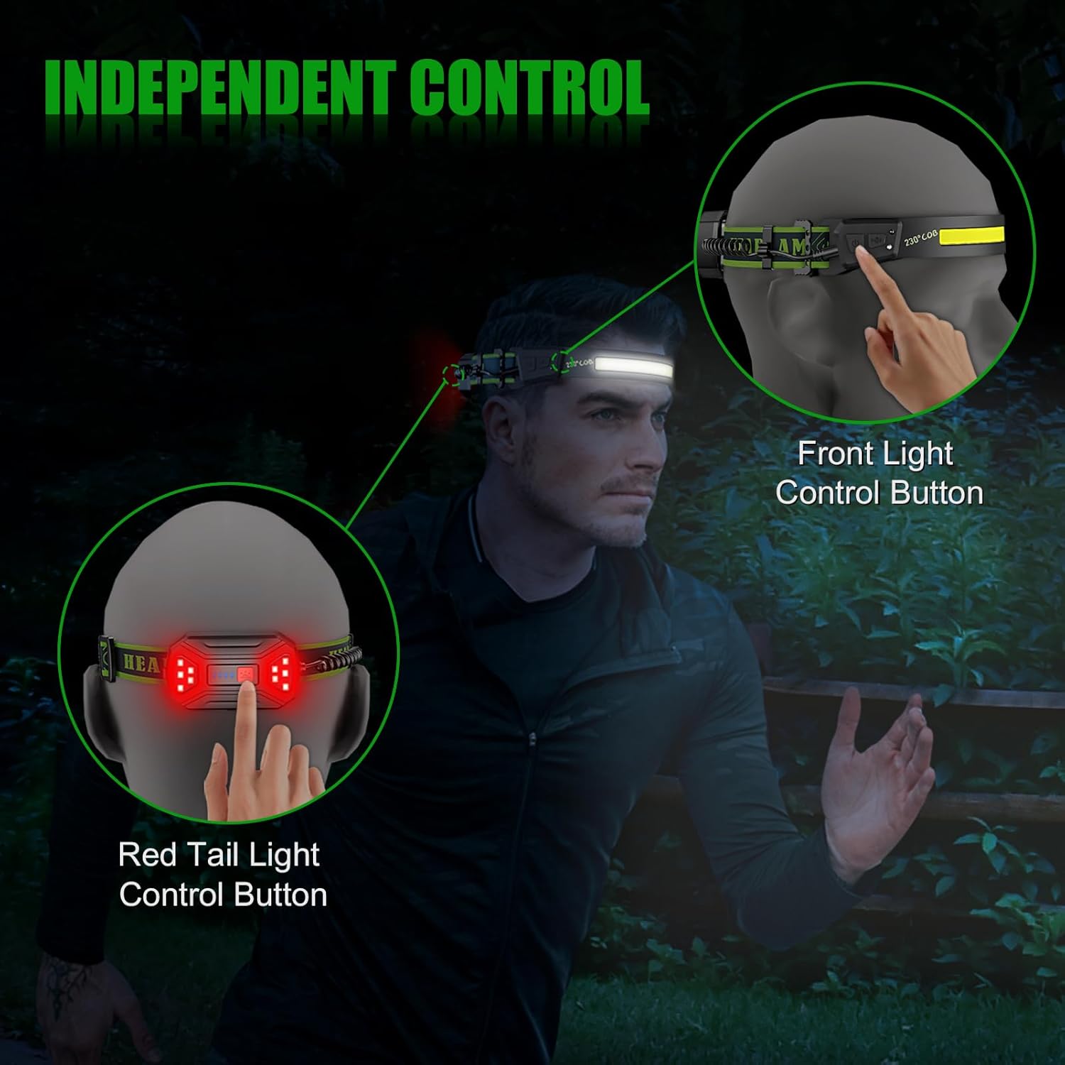 Linterna frontal recargable, 2 unidades, linterna LED súper brillante, lámpara de cabeza ancha COB de 230, linterna con sensor de movimiento con luz