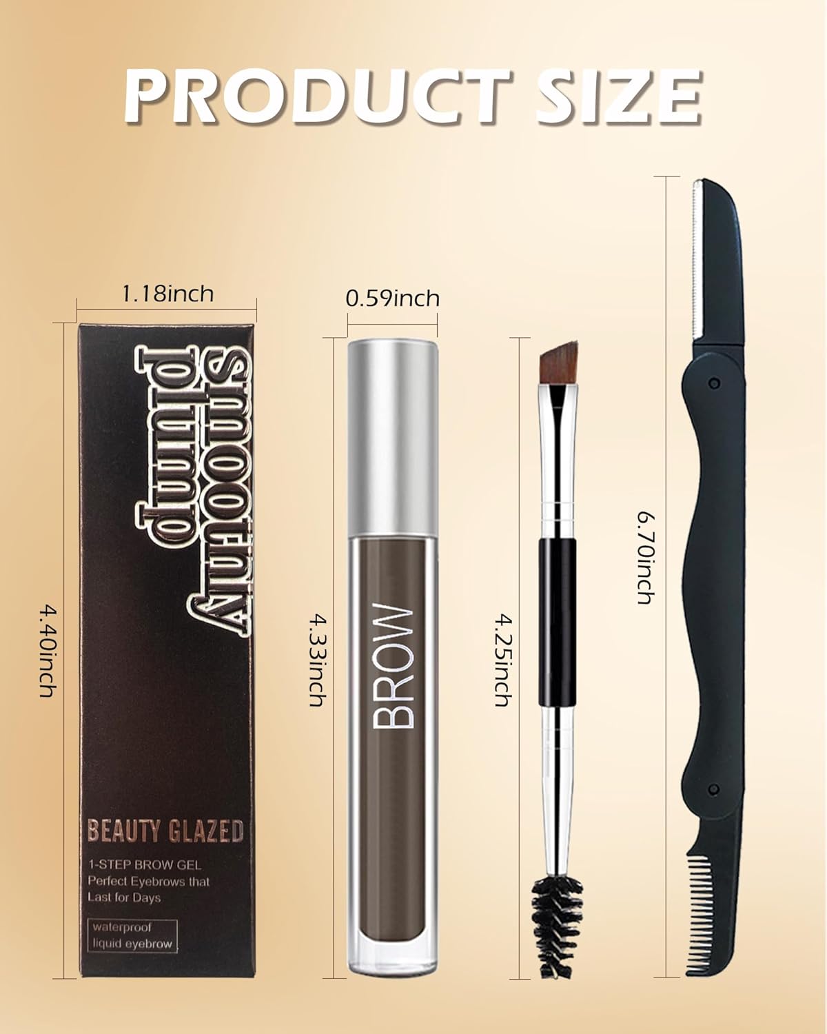 Gel de cejas teñido resistente al agua – Gel de cejas engrosante teñido marrón, pegamento voluminizador de cejas rápido para cejas, maquillaje de