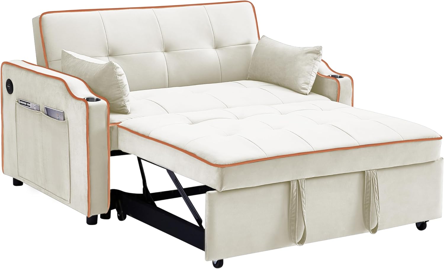Moderno futón biplaza convertible para espacio pequeño, estudio, oficina, sala de estar, sofá cama individual de 2 plazas, sofá cama individual y