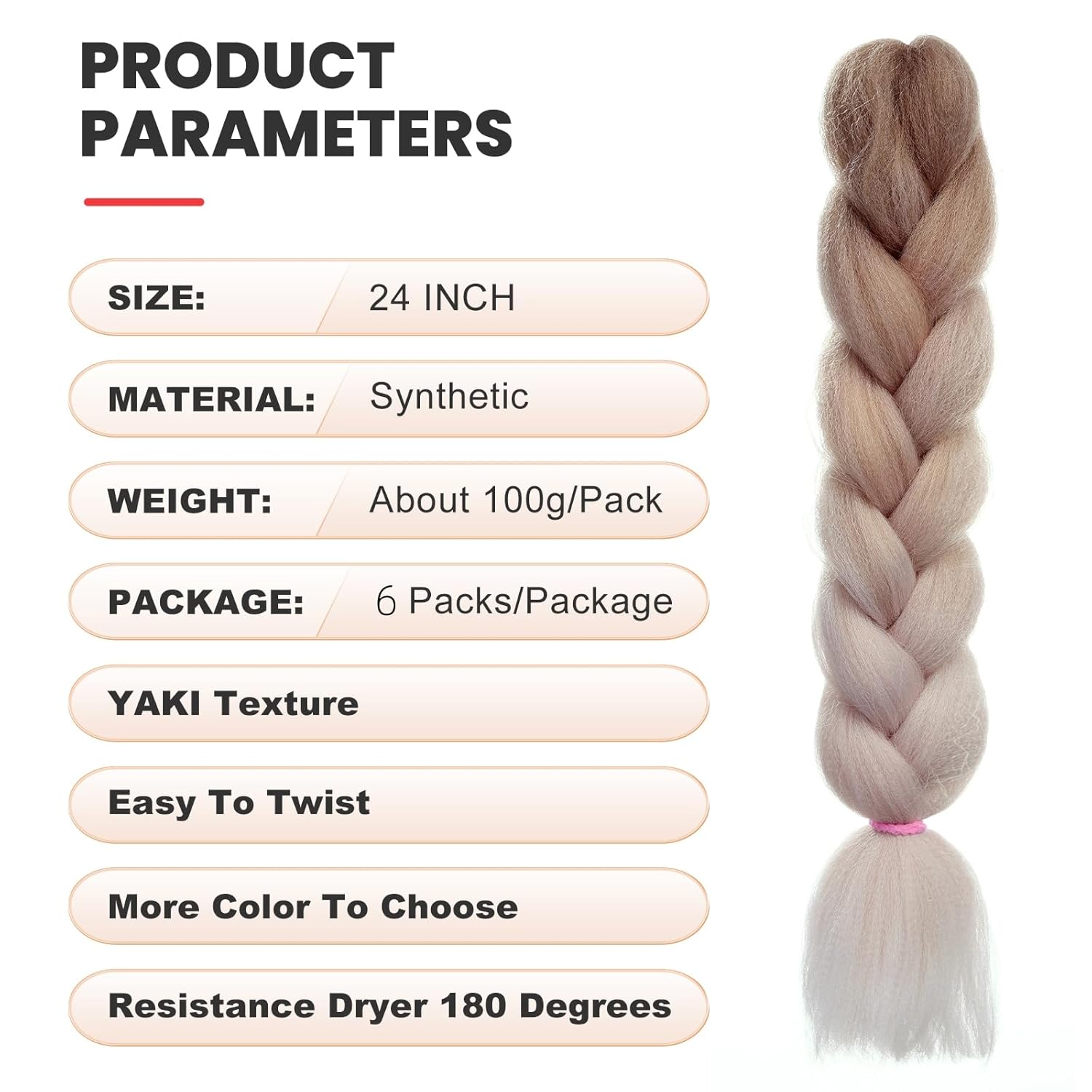 EMMOR Extensiones de cabello trenzado jumbo de 24 pulgadas, fibra sintética de alta temperatura, 6 piezas de trenzas de caja, trenzas trenzadas de