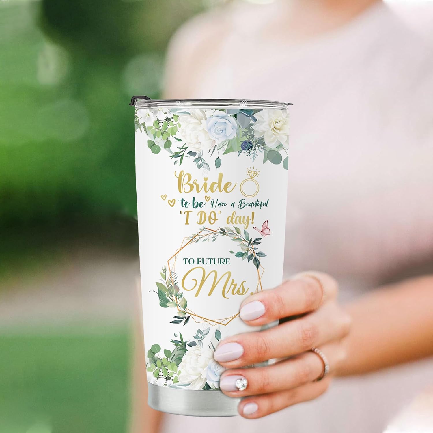 Regalos para la novia, vaso de novia, regalos de recién casado para la pareja, regalos para prometida, vaso aislado de acero inoxidable con tapa y