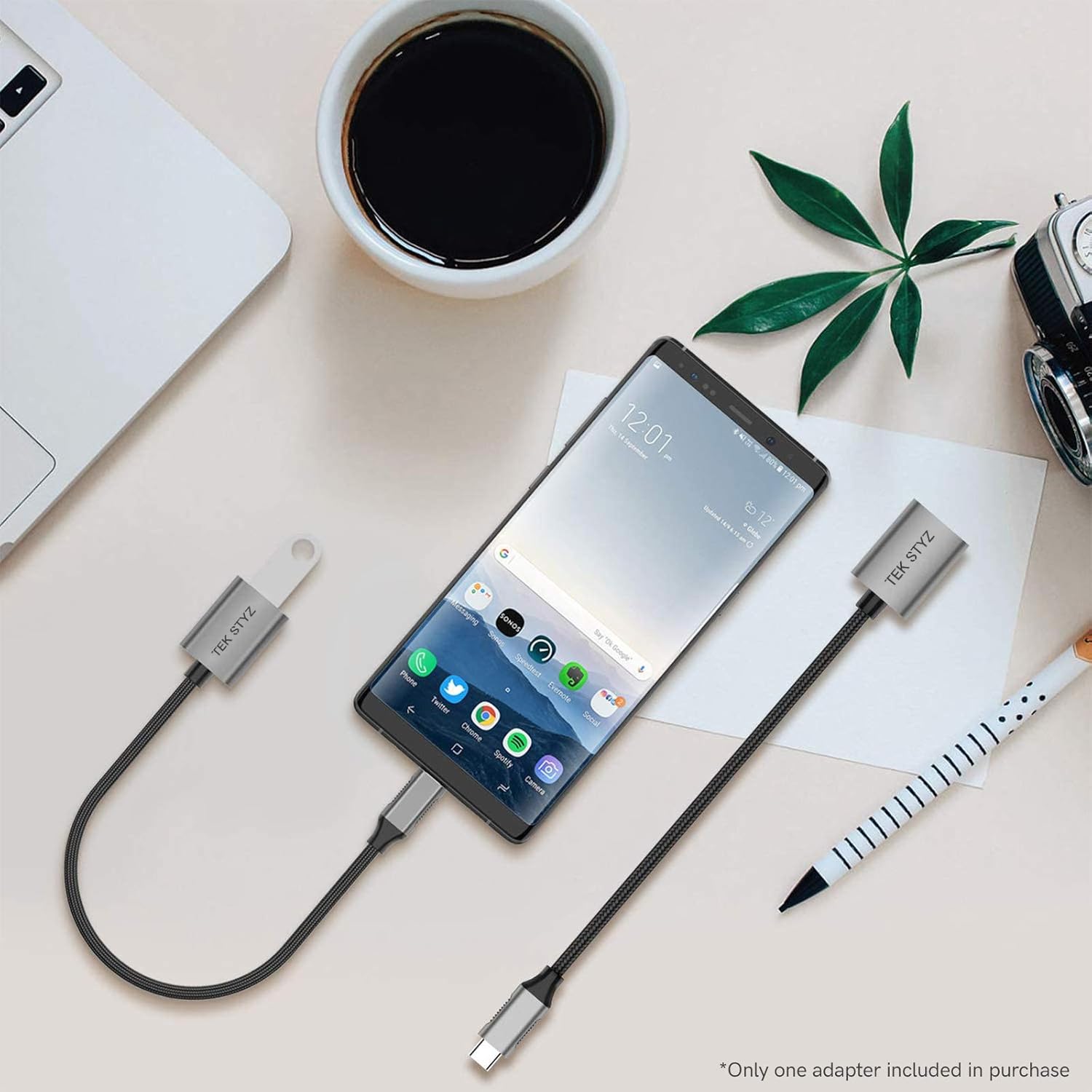 Tek Styz USB-C USB 3.0 adaptador funciona para Samsung Galaxy S8 OTG Tipo-CPD macho USB 3.0 convertidor hembra. (5 Gbps)