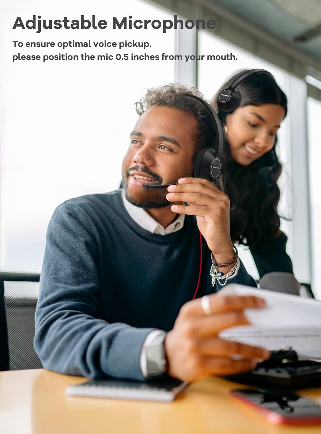 HROEENOI Auriculares con cancelación de ruido con micrófono para PC y portátil, conector de 0.138 in, auriculares con cable para trabajo, zoom,