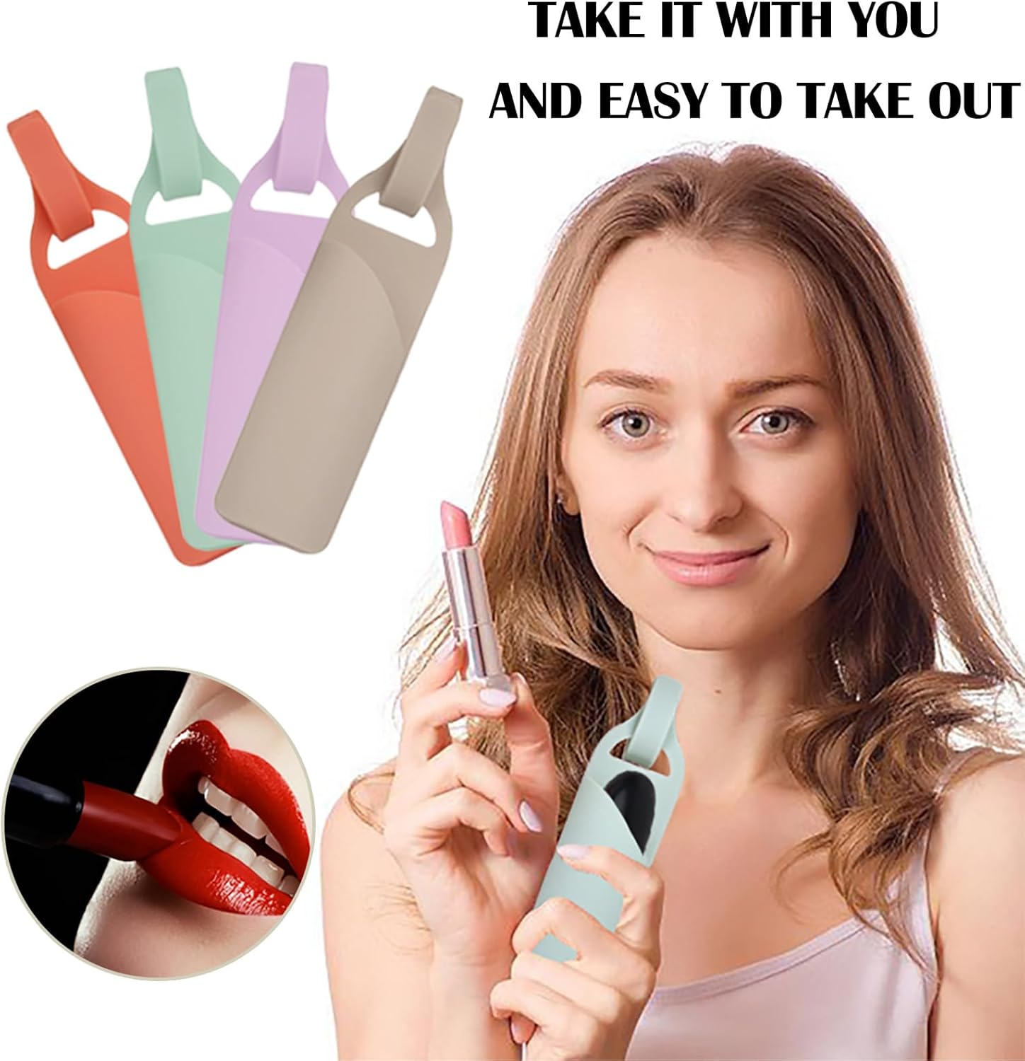 CAHOTO Bolsa de maquillaje para lápiz labial, accesorios para Stanley Cup, mini bolsa de cosméticos portátil de silicona para lápiz labial,