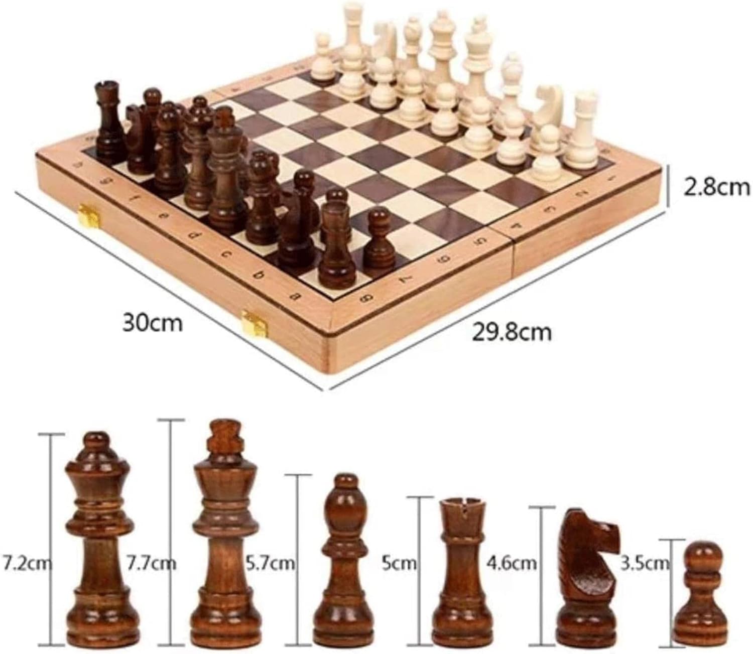 Juego de ajedrez magnético plegable de madera de viaje, juego de tablero de ajedrez con ranuras de almacenamiento, incluye 2 reinas adicionales, el