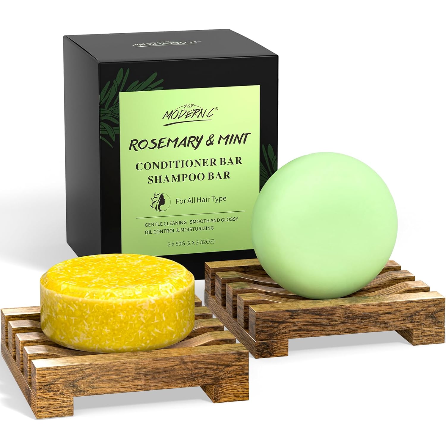 Juego de champú y acondicionador de romero en barra para el crecimiento del cabello, champú sólido acondicionador jabón para cabello lacio, rizado,