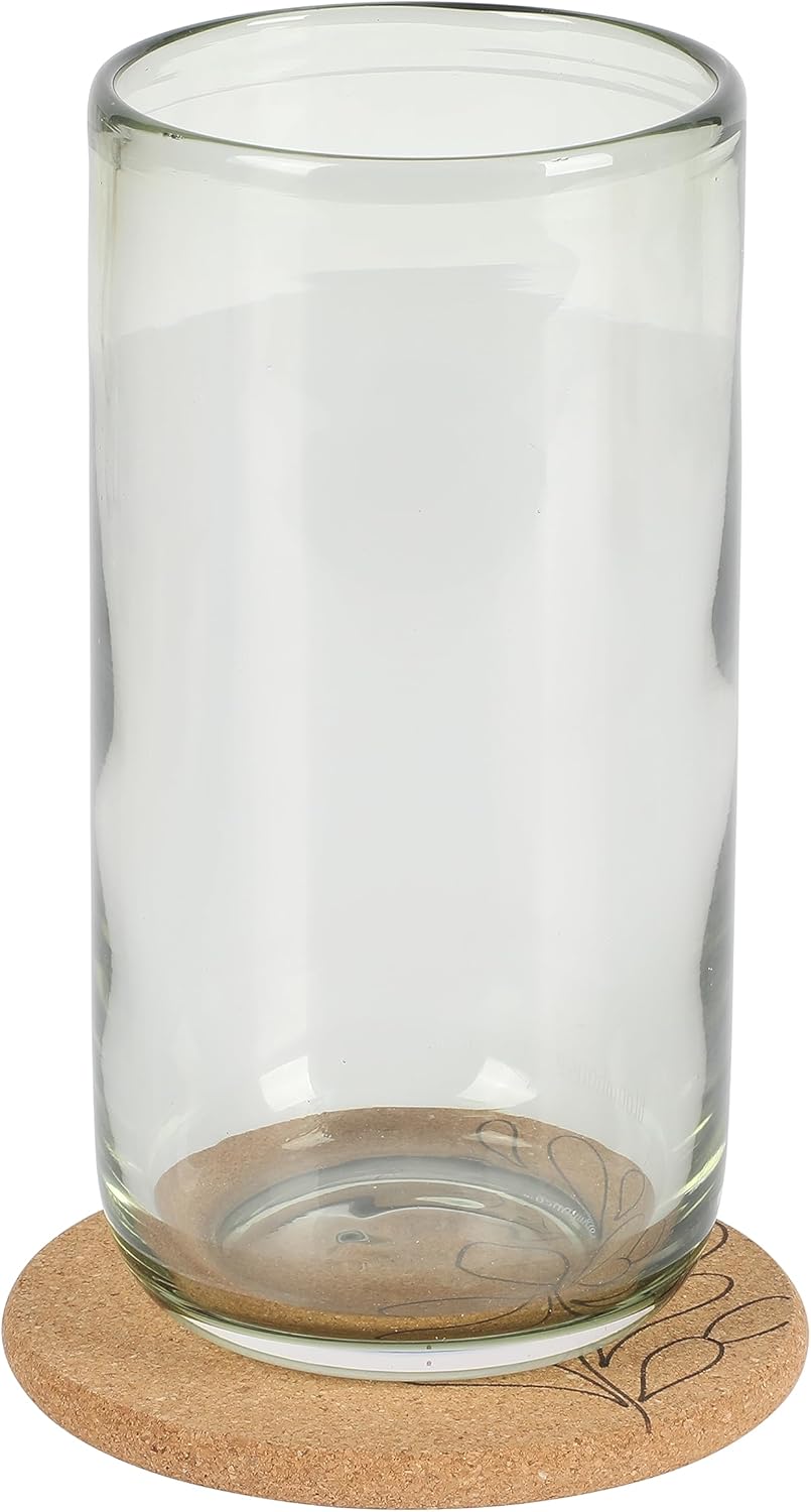 Sayulita Spring – Juego de 8 vasos de cristal de color jadeíta hecho a mano de 21 onzas con posavasos