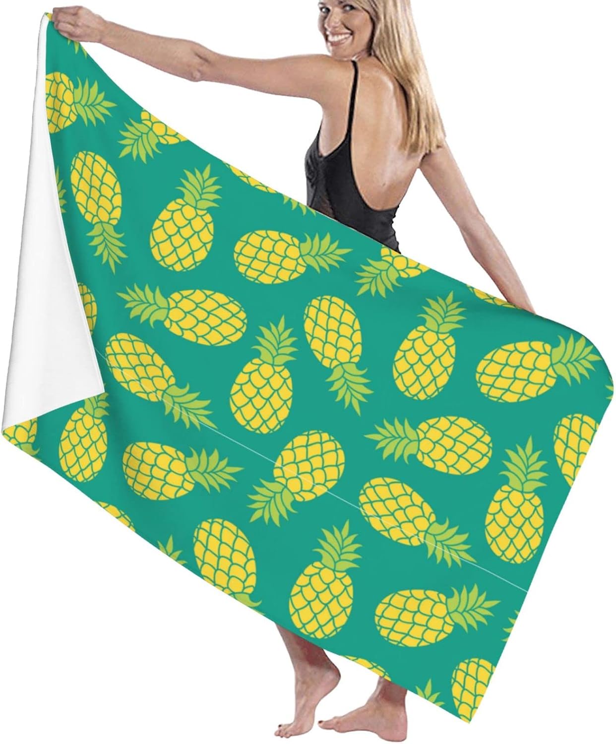Divertidas toallas de playa de piña de secado rápido, de microfibra, suave y absorbente, toalla de baño de viaje al aire libre, toalla de playa de